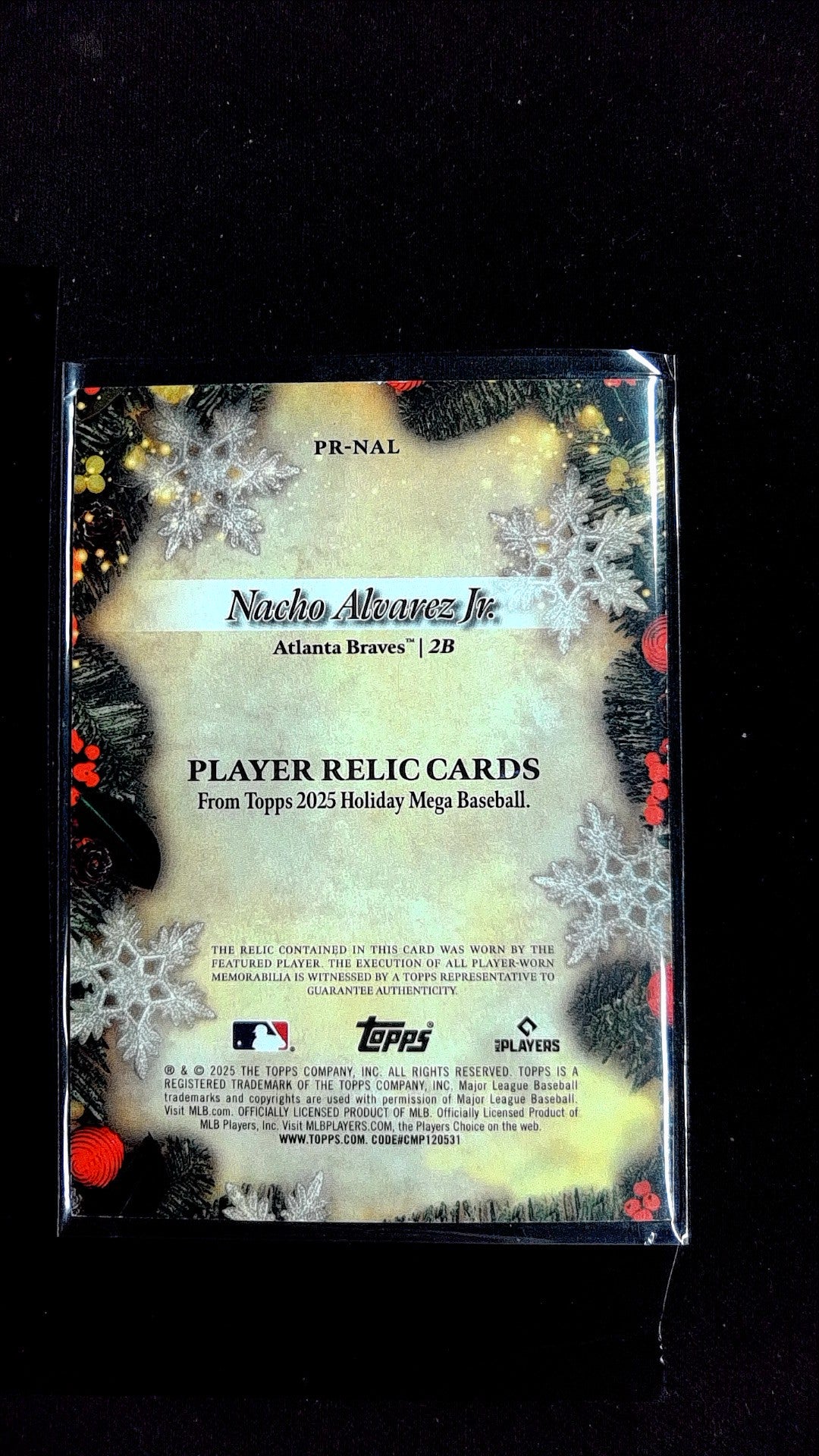 Nacho Alvarez Jr. #PR-NAL 2025 Topps Holiday Memorabilia