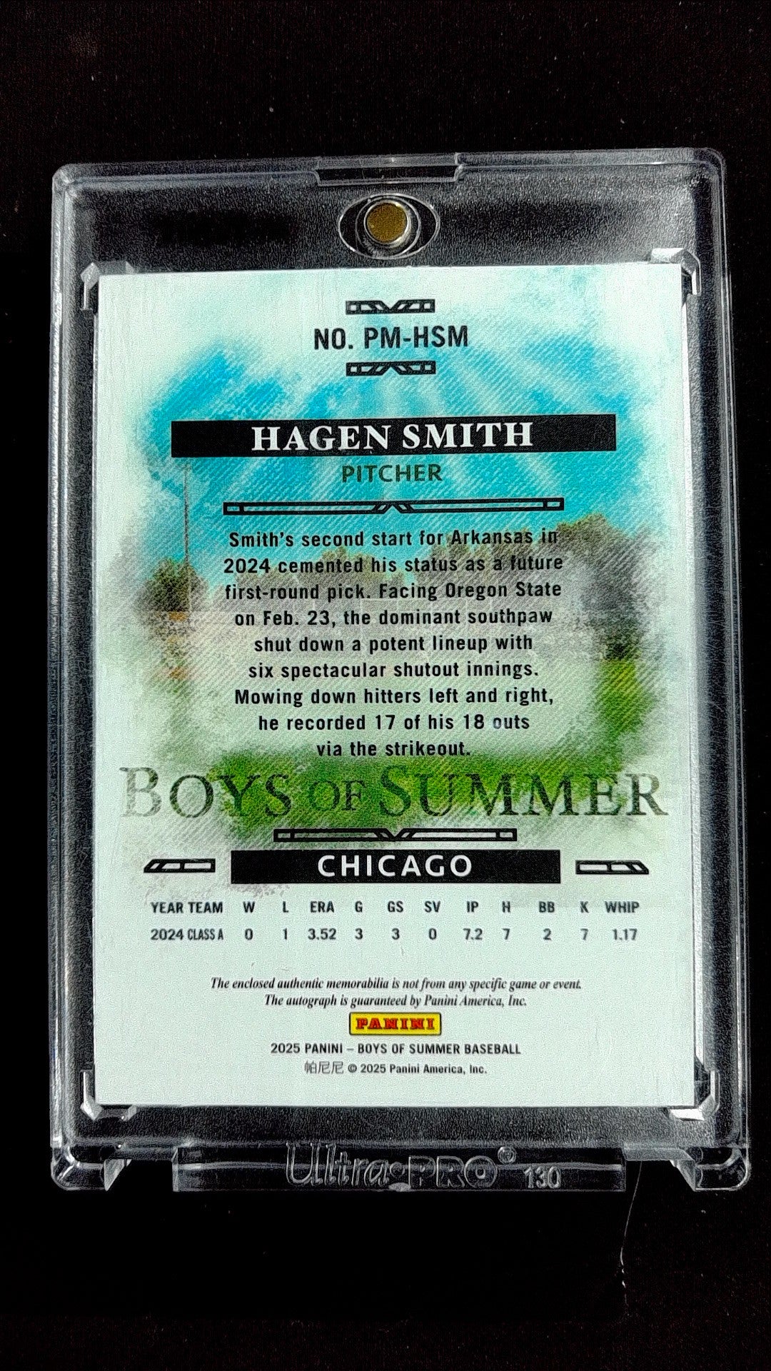 Hagen Smith #PM-HSM 2025 Panini Boys of Summer SN, Memorabilia, Auto