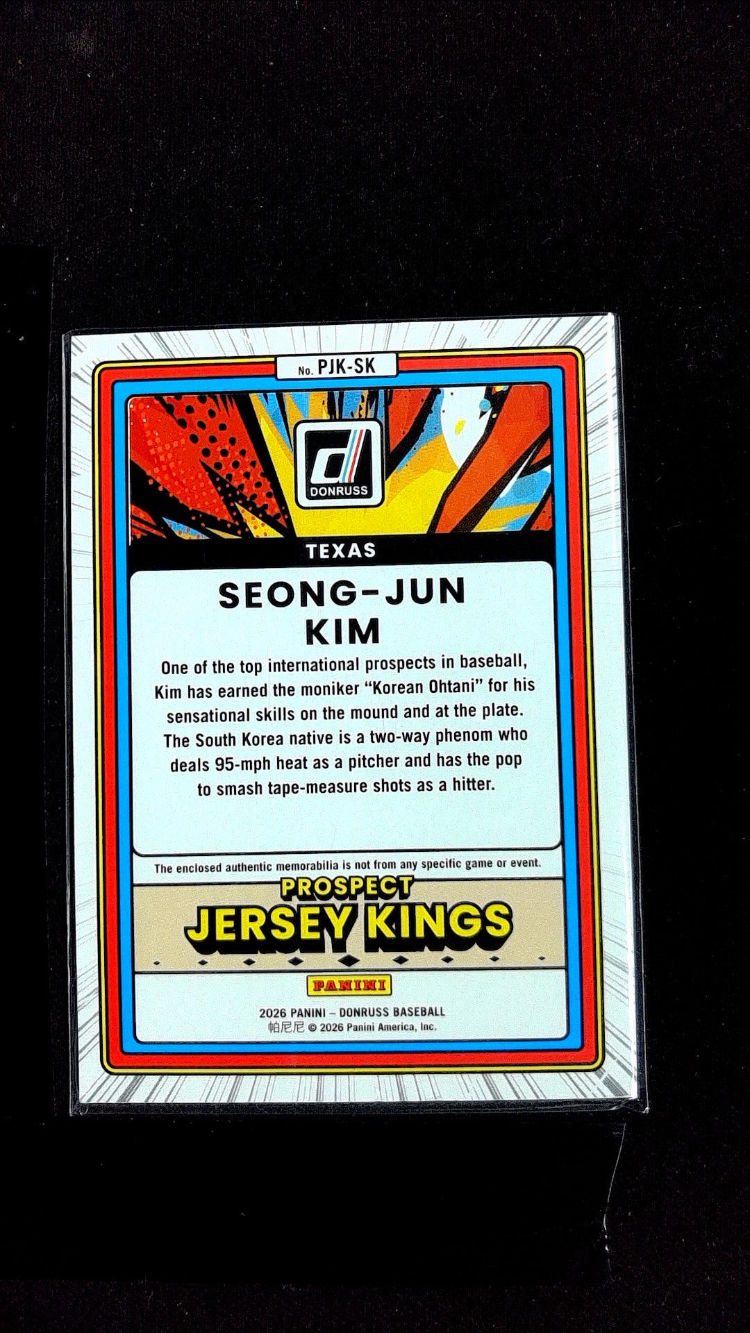 Seong-Jun Kim #PJK-SK 2026 Donruss Memorabilia