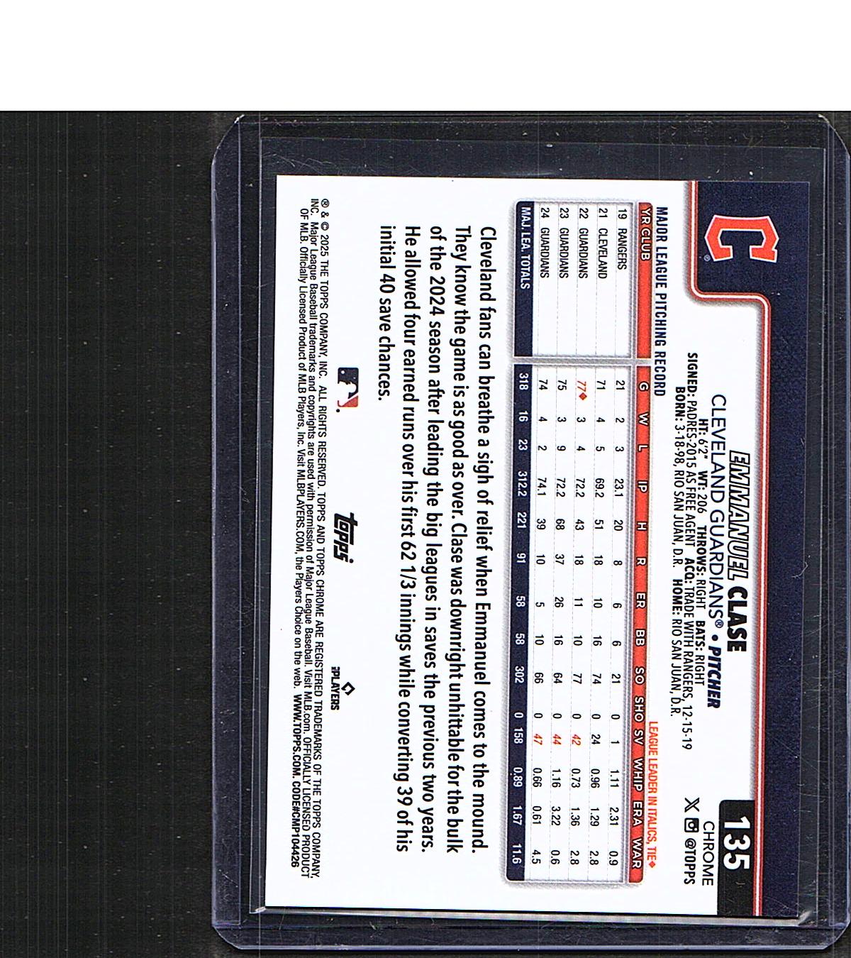 Emmanuel Clase #135 2025 Topps Chrome SN