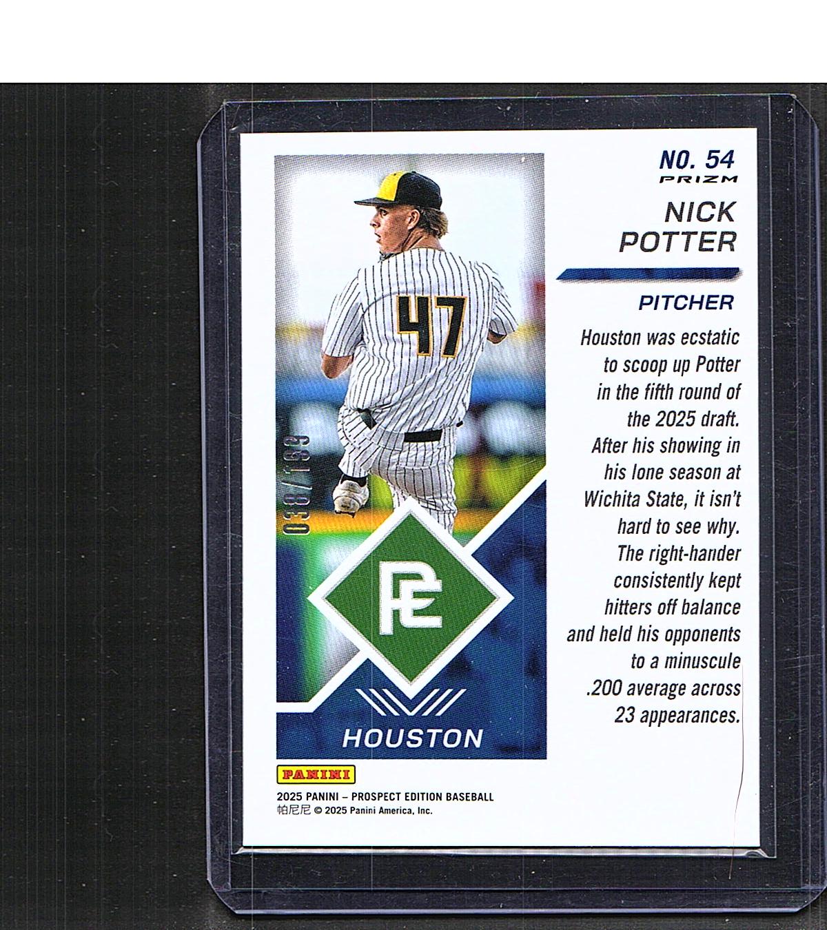 Nick Potter #54 2025 Panini Prospect Edition SN