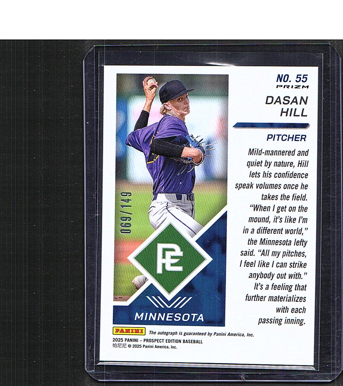 Dasan Hill #55 2025 Panini Prospect Edition SN