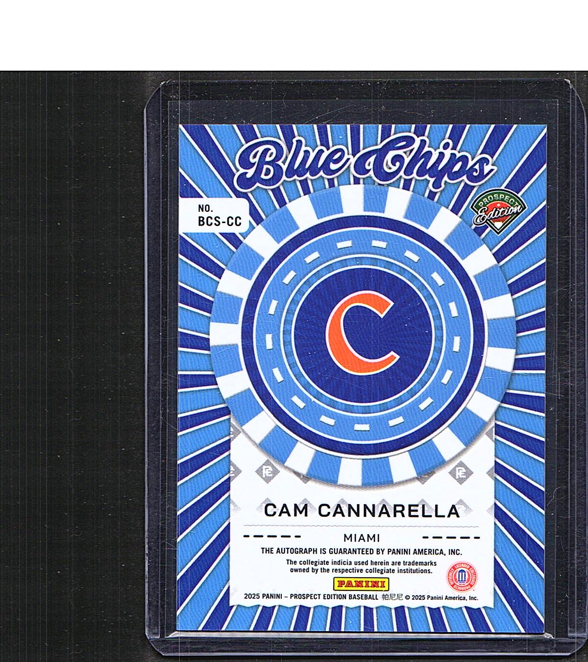 Cam Cannarella #BCS-CC 2025 Panini Prospect Edition SN, Auto