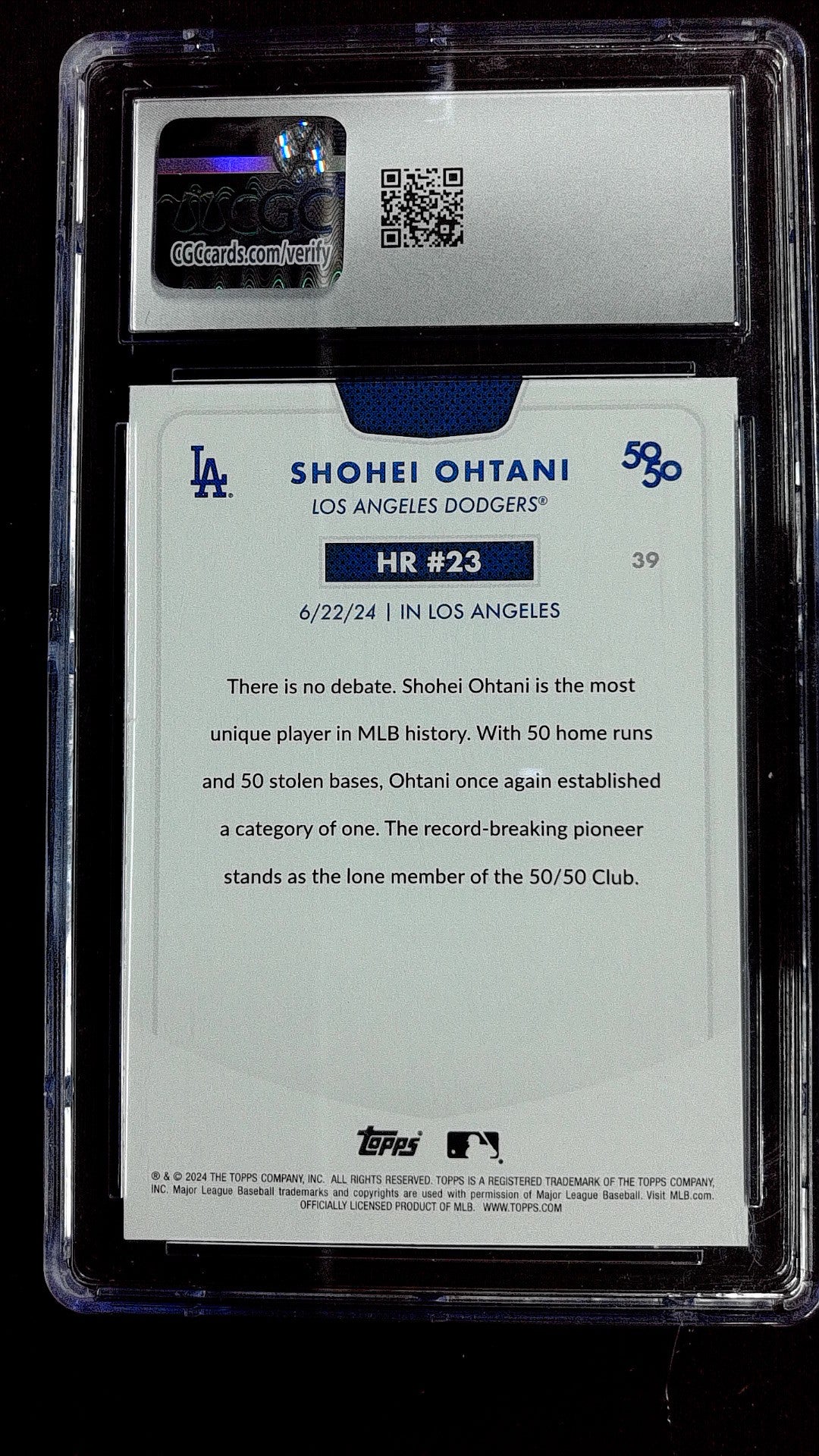 Shohei Ohtani #39 2024 Topps 50/50: Shohei Ohtani