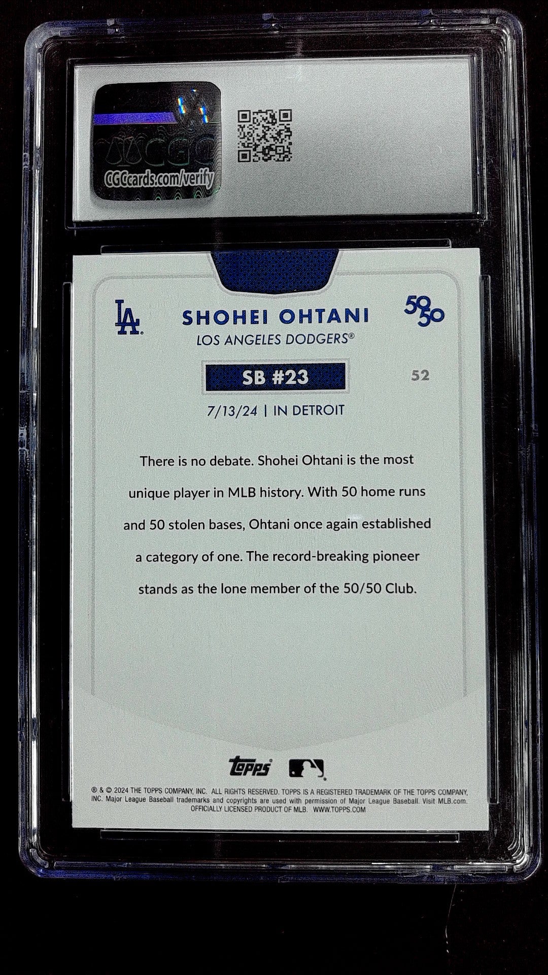 Shohei Ohtani #52 2024 Topps 50/50: Shohei Ohtani