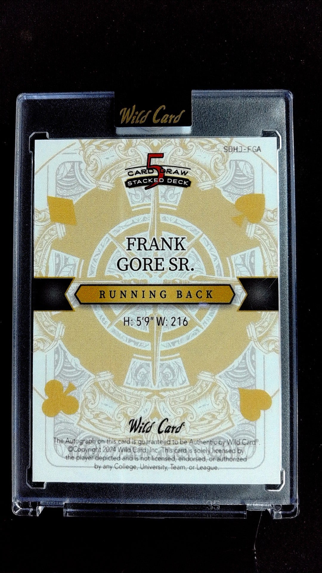 Frank Gore #SDHJ-FGA SN 1/1, Auto