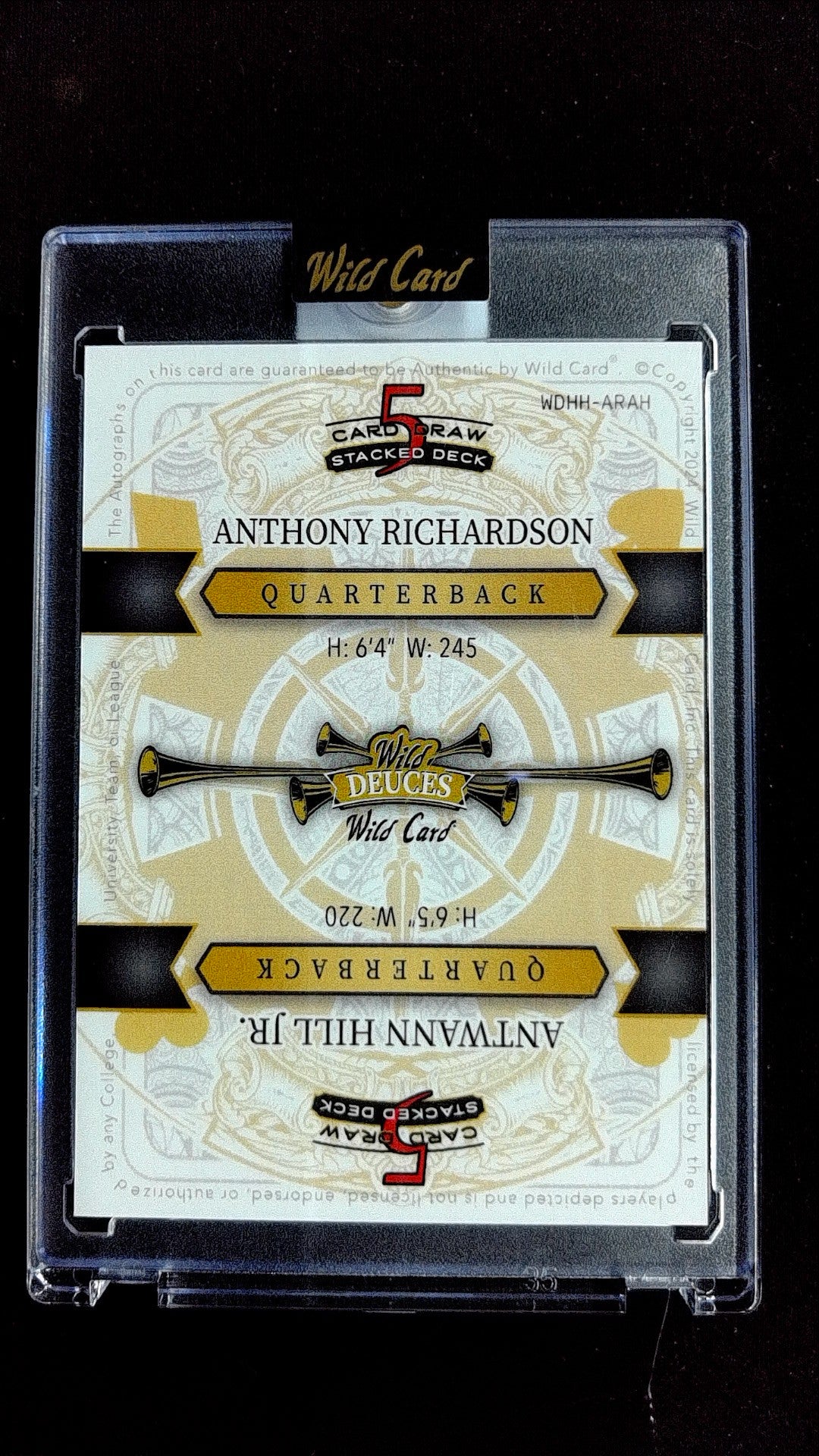 Anthony Richardson/ antwann hill jr. WDHH-ARAH gold auto, 1/1