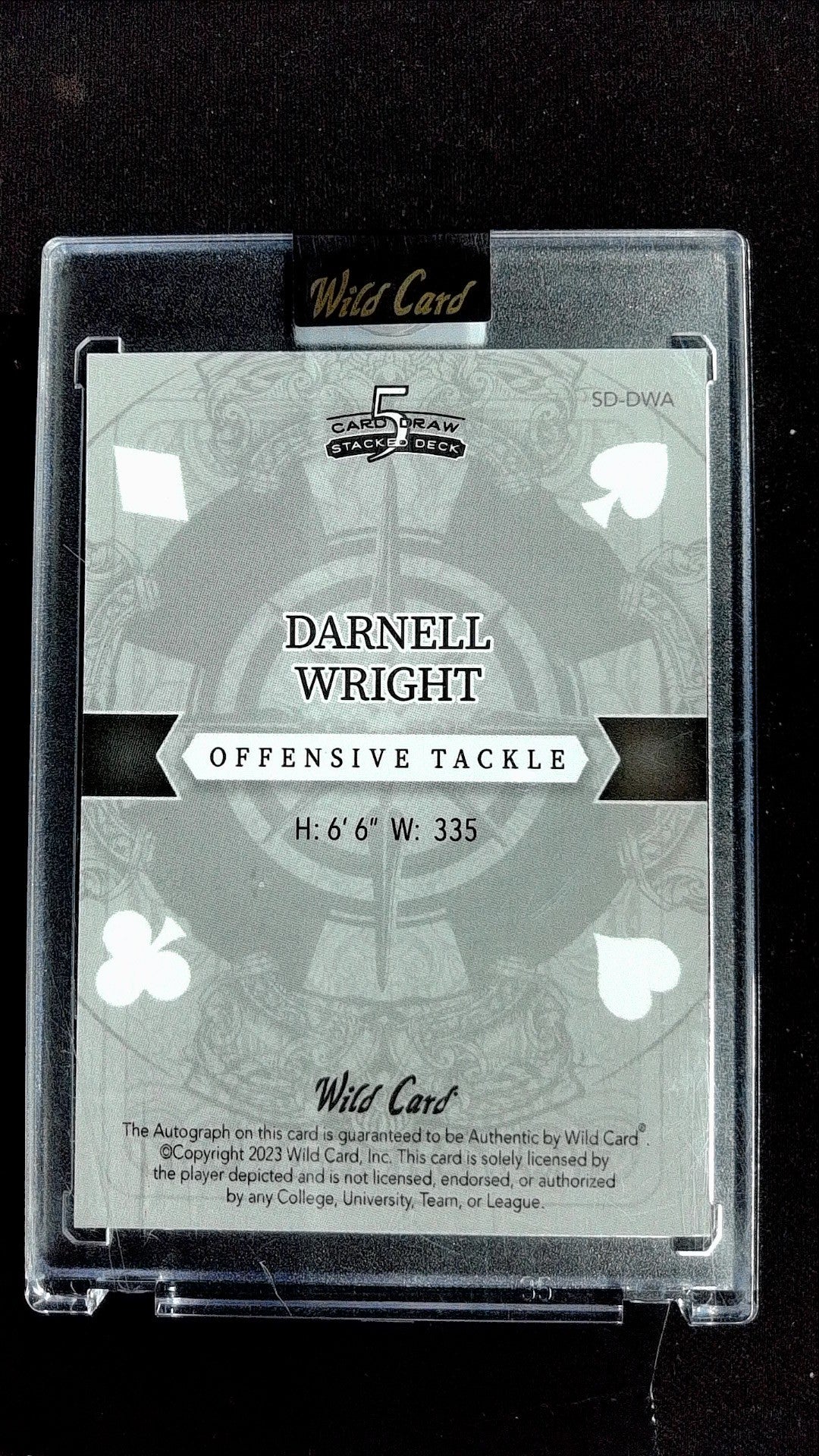 Darnell Wright #SD-DWA Jack of Spades Rainbow Platinum SN, Auto