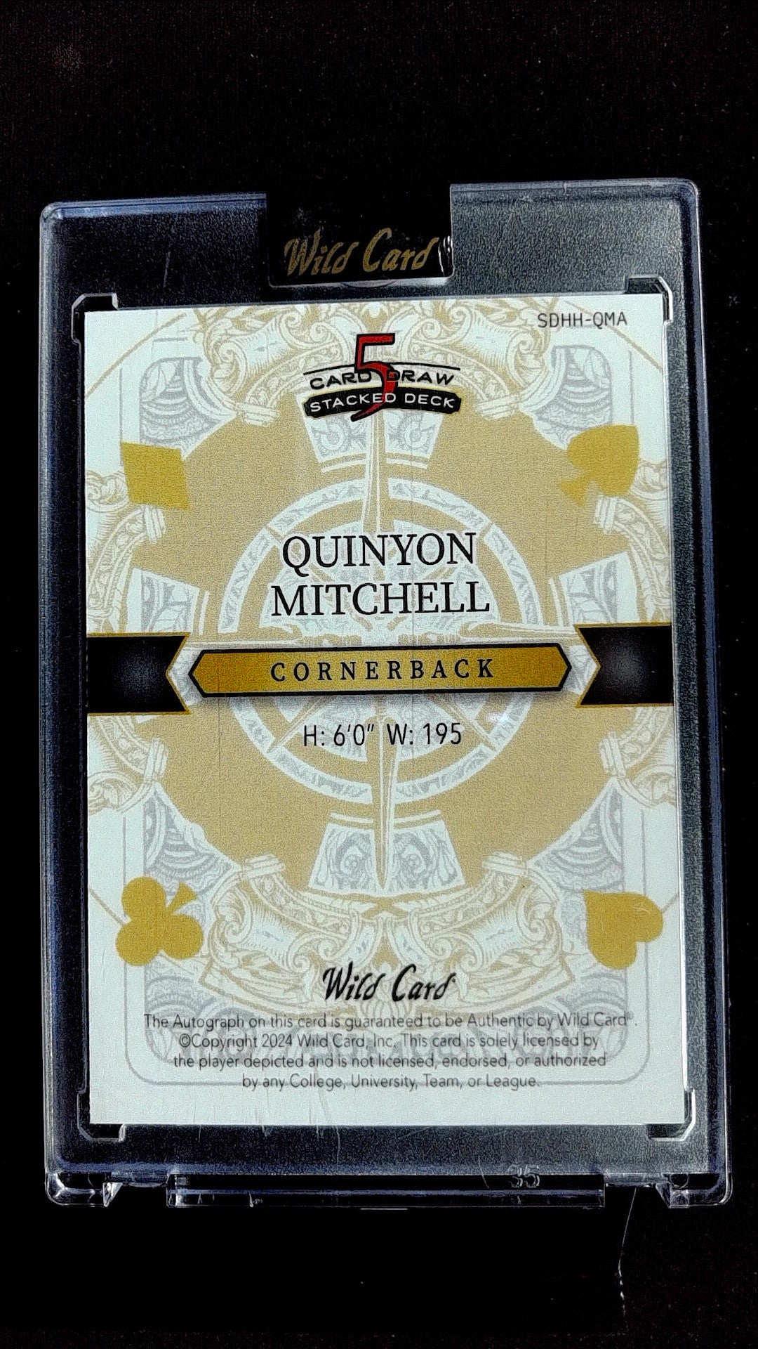 2024 Wild Card 5 Card Draw Stacked Deck Quinyon Mitchell #SDHH-QMA #/2 Auto