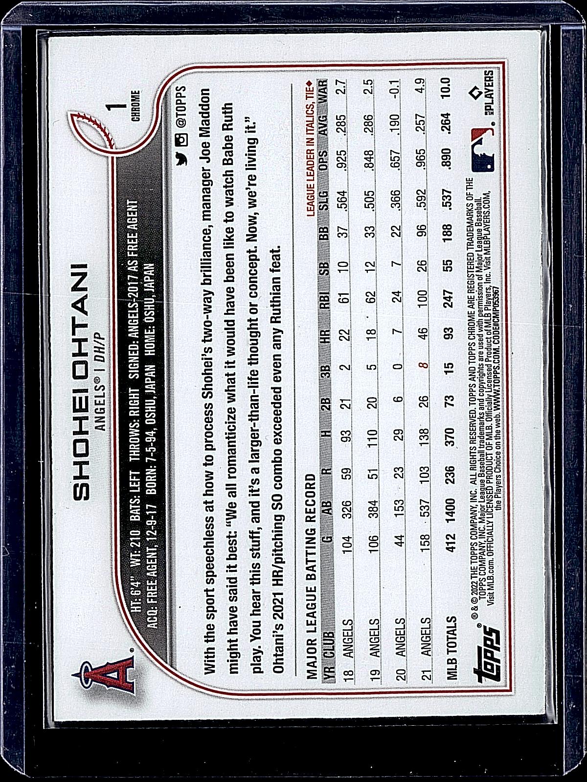 2022 Topps Chrome #1 Shohei Ohtani
