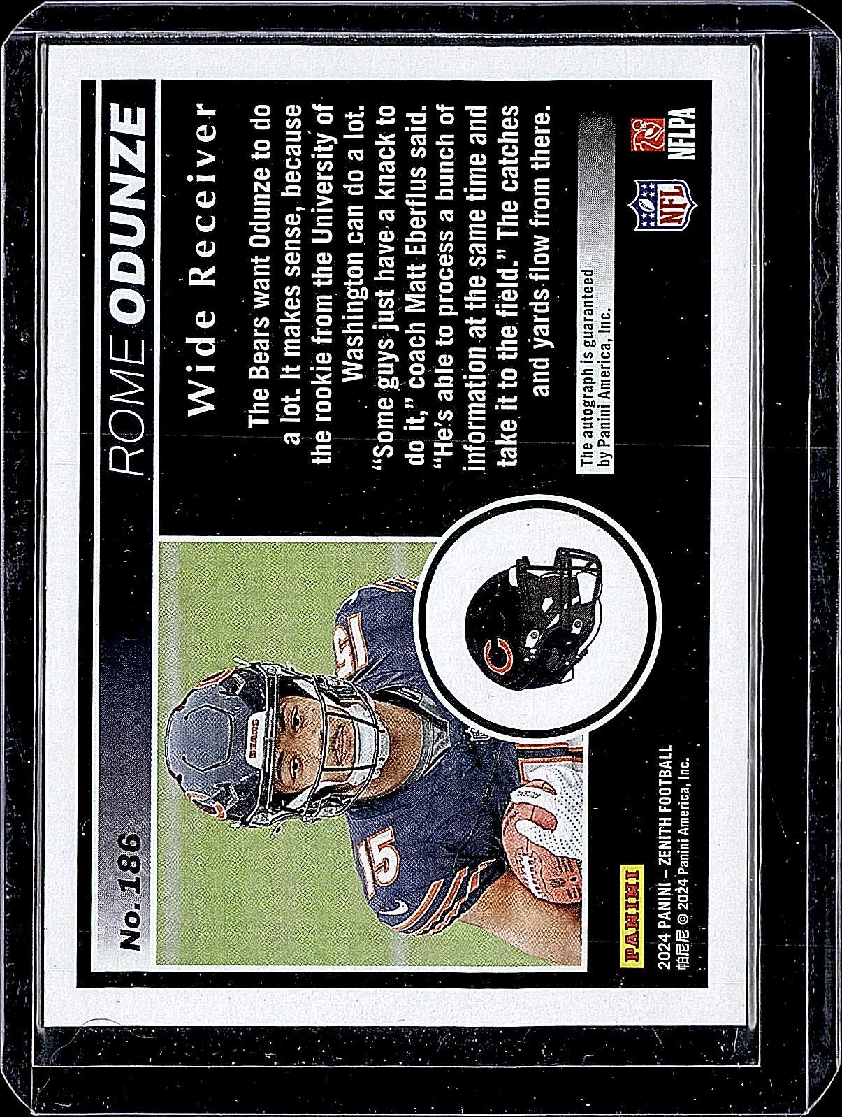 2024 Panini Zenith #186 Rome Odunze Autographs No Huddle