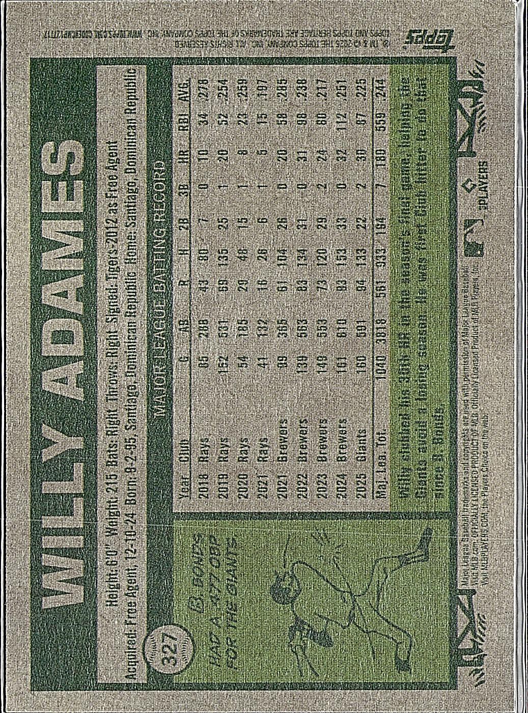 2026 Topps Heritage #327 Willy Adames Red