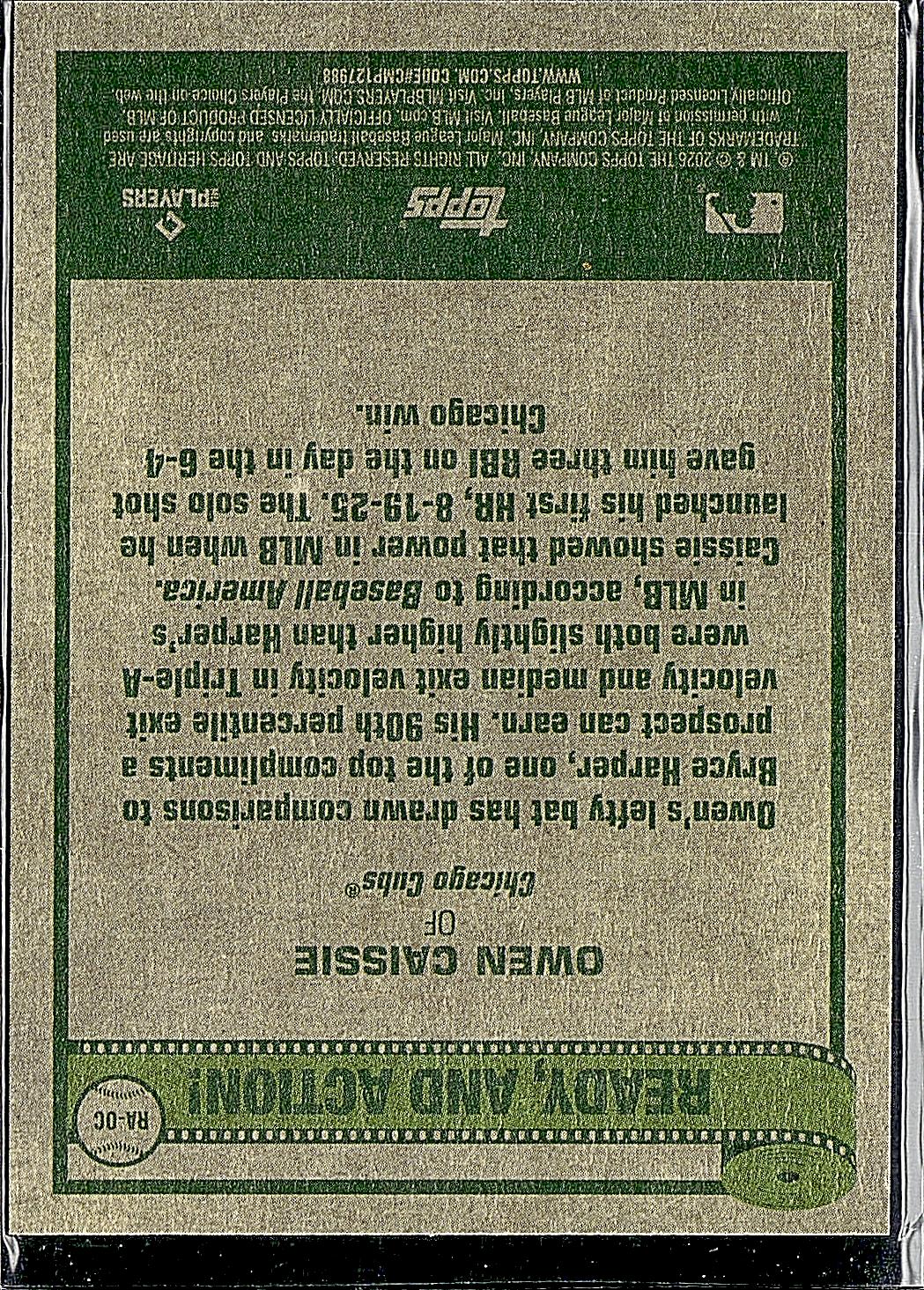 2026 Topps Heritage #RA-OC Owen Caissie Ready, and Action!