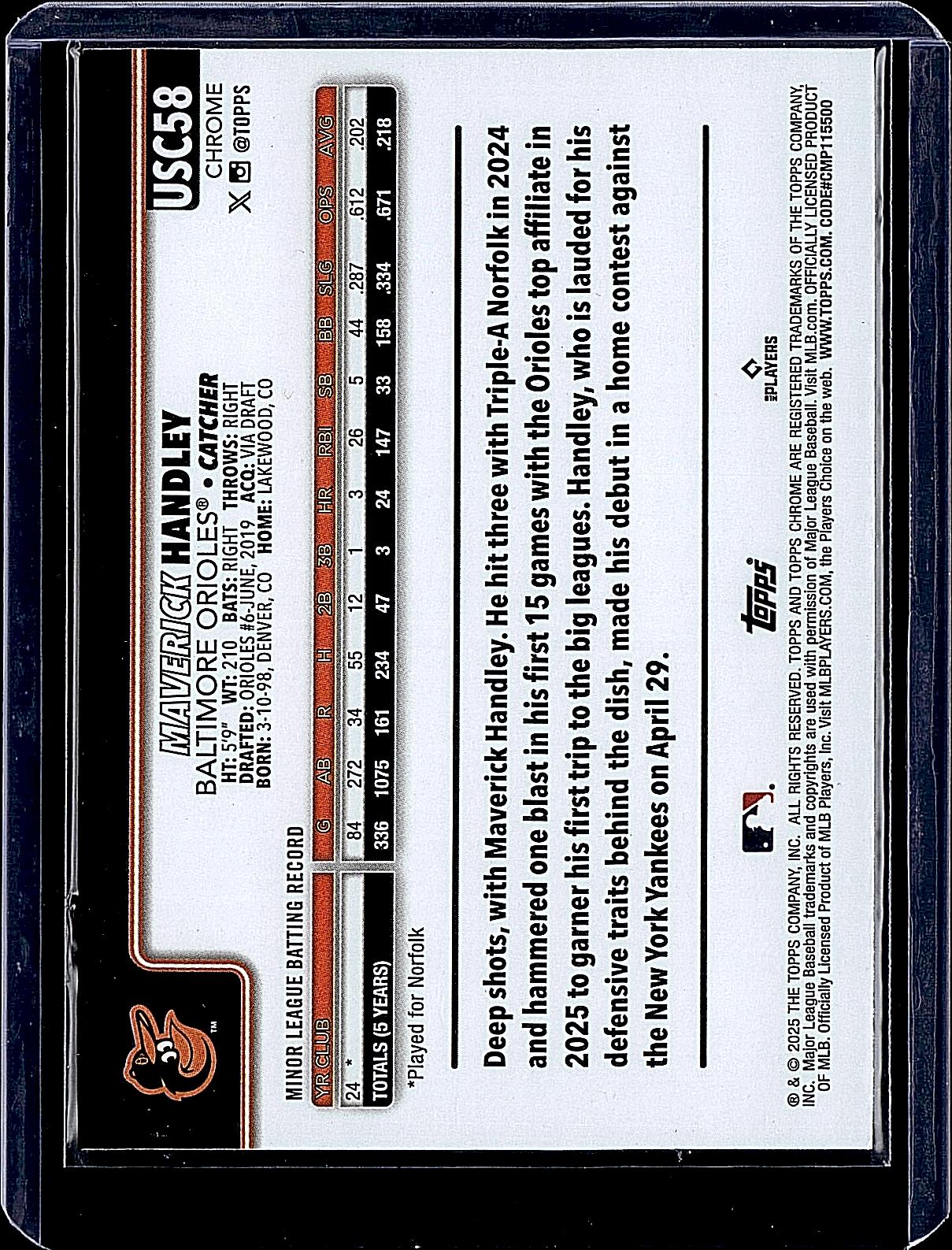 2025 Topps Chrome Update #USC58 Maverick Handley X-Fractors