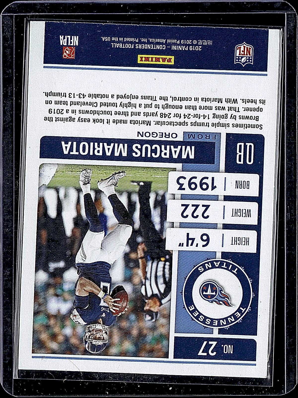 2019 Panini Contenders #27 Marcus Mariota