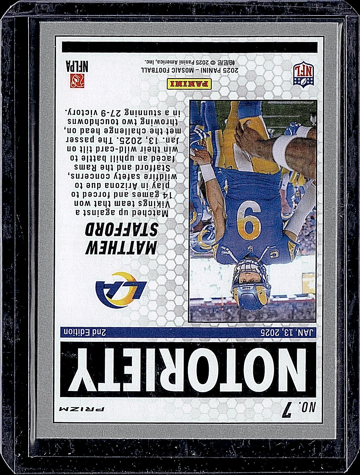 2025 Panini Mosaic #7 Matthew Stafford Notoriety
