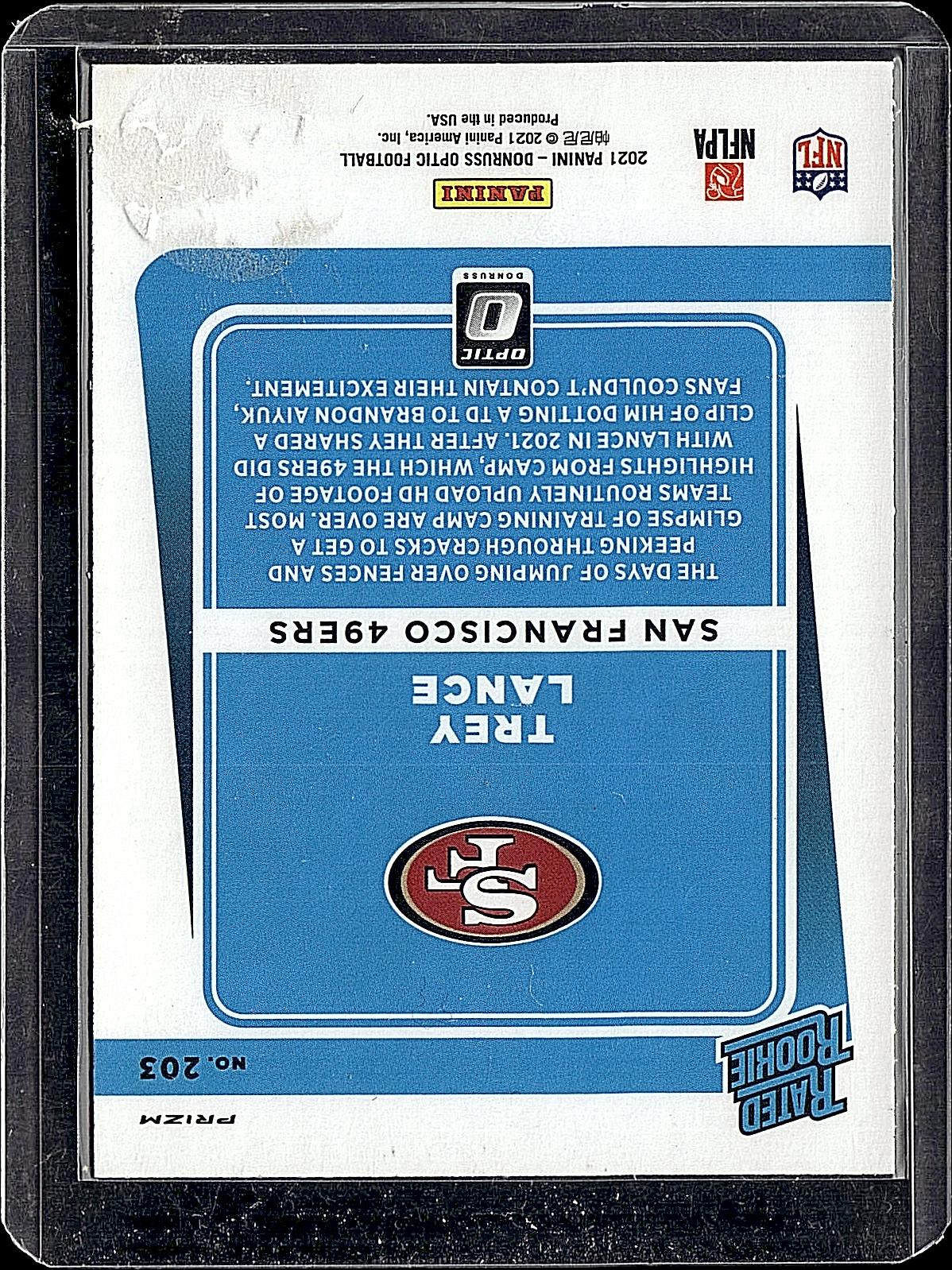 2021 Donruss Optic #203 Trey Lance Purple Shock