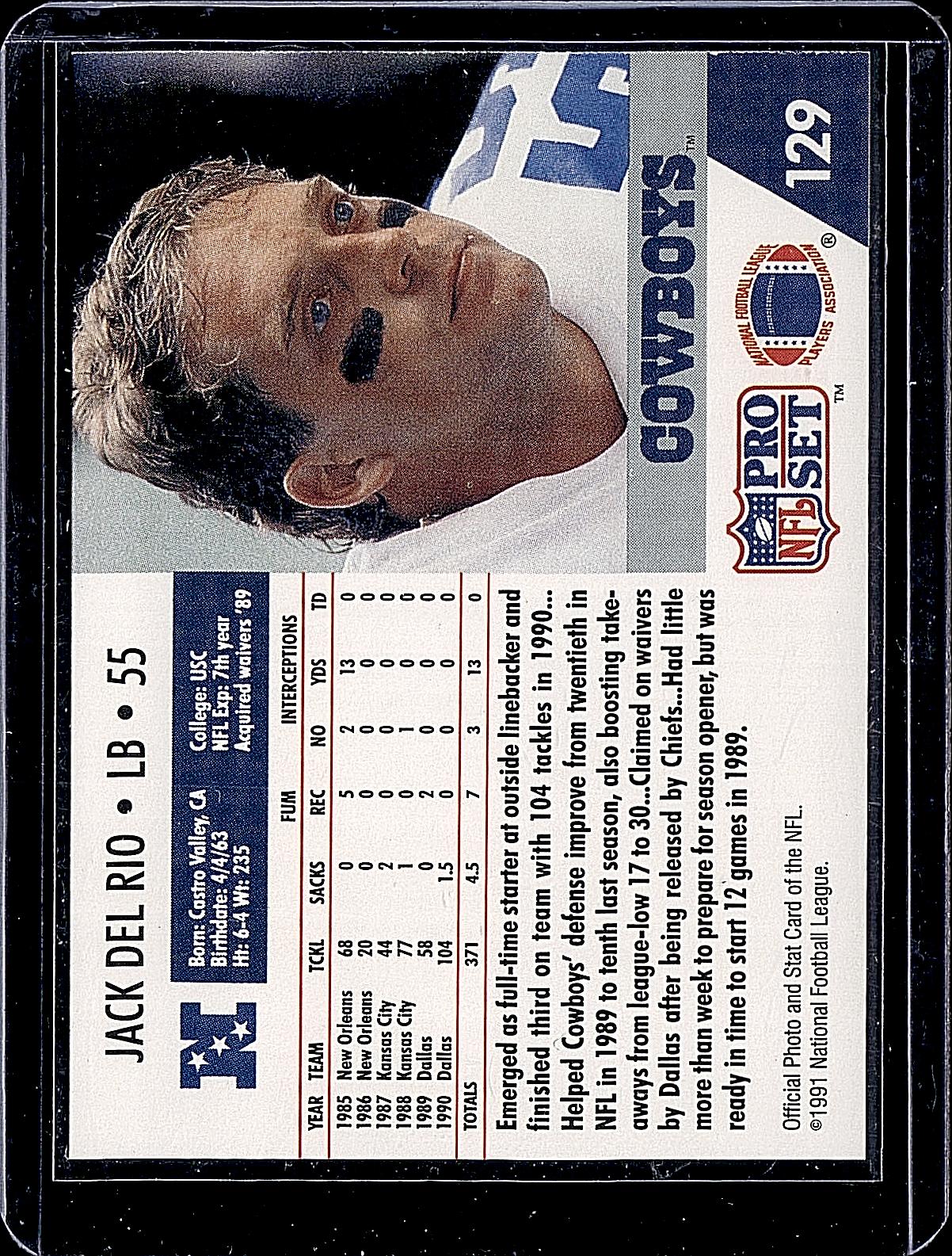 1991 Pro Set #129 Jack Del Rio