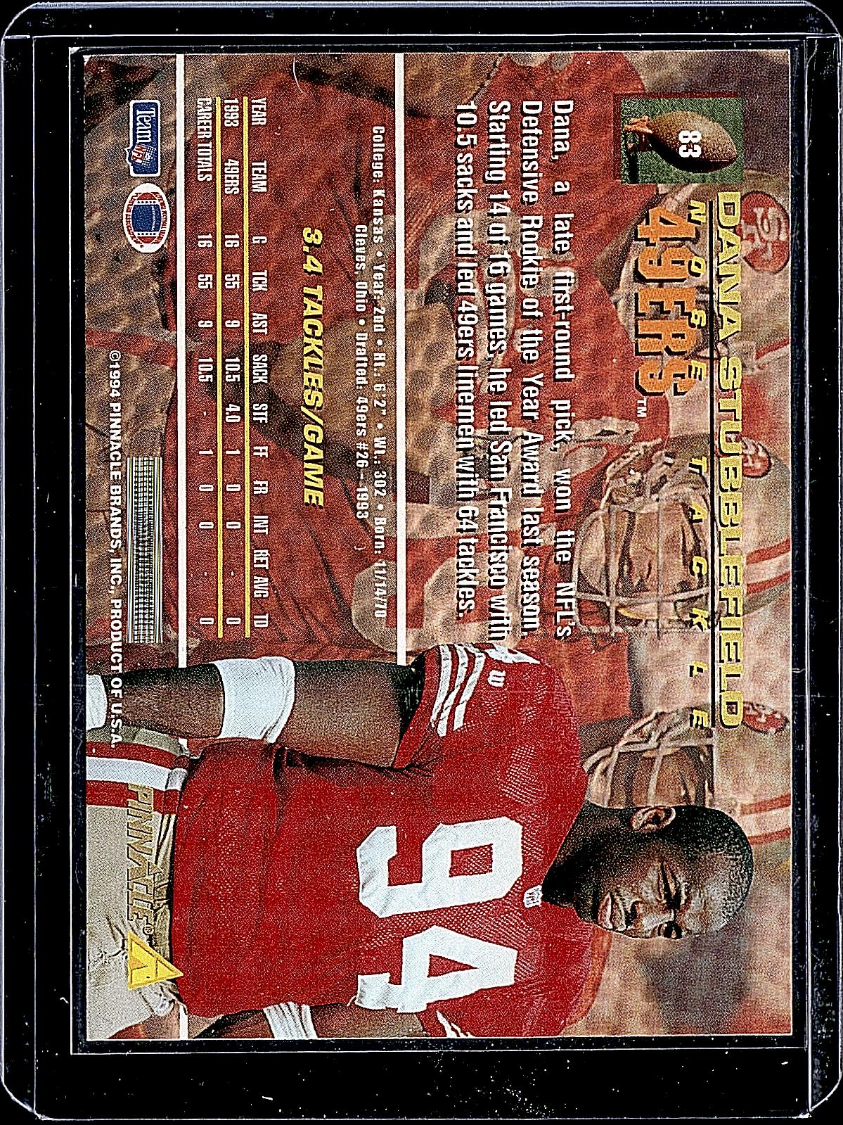 1994 Pinnacle #83 Dana Stubblefield