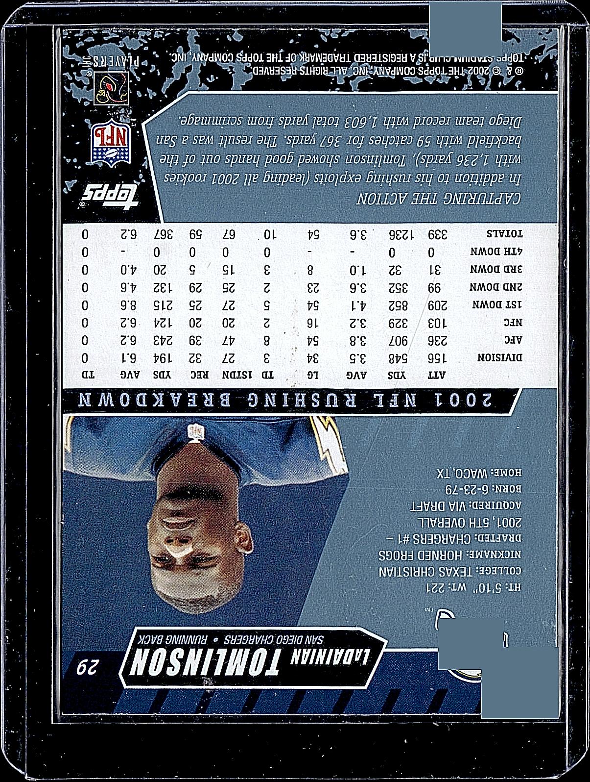 2002 Stadium Club #29 LaDainian Tomlinson