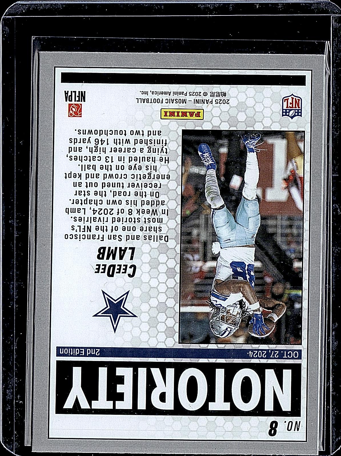 2025 Panini Mosaic #8 CeeDee Lamb Notoriety