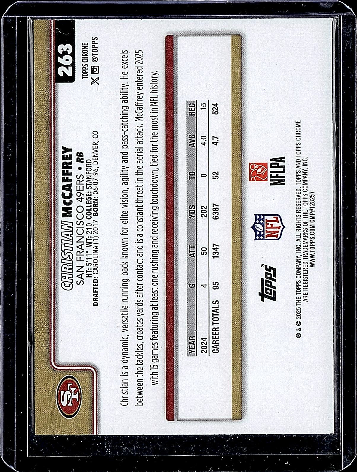 2025 Topps Chrome #263 Christian McCaffrey