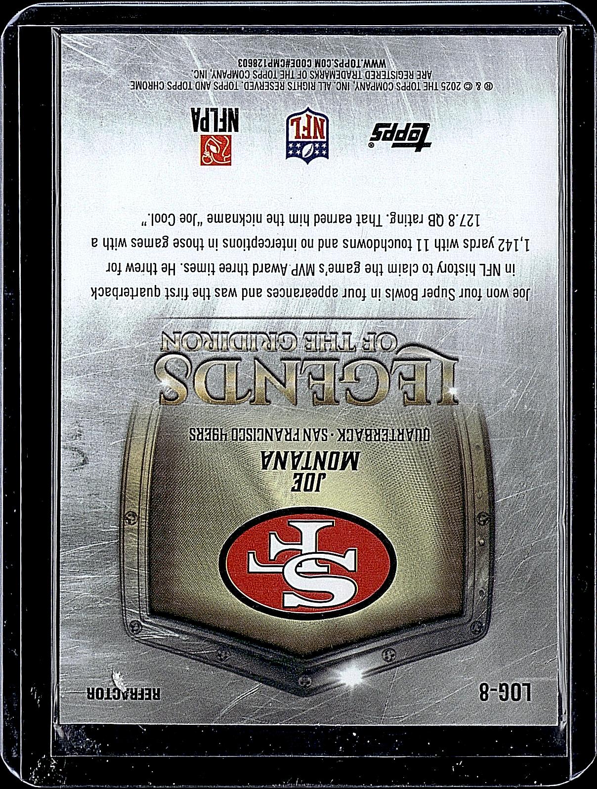 2025 Topps Chrome #LOG-8 Joe Montana Legends of the Gridiron Refractor
