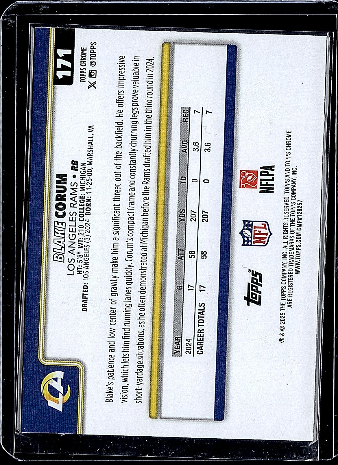 2025 Topps Chrome #171 Blake Corum Pulsar Refractor