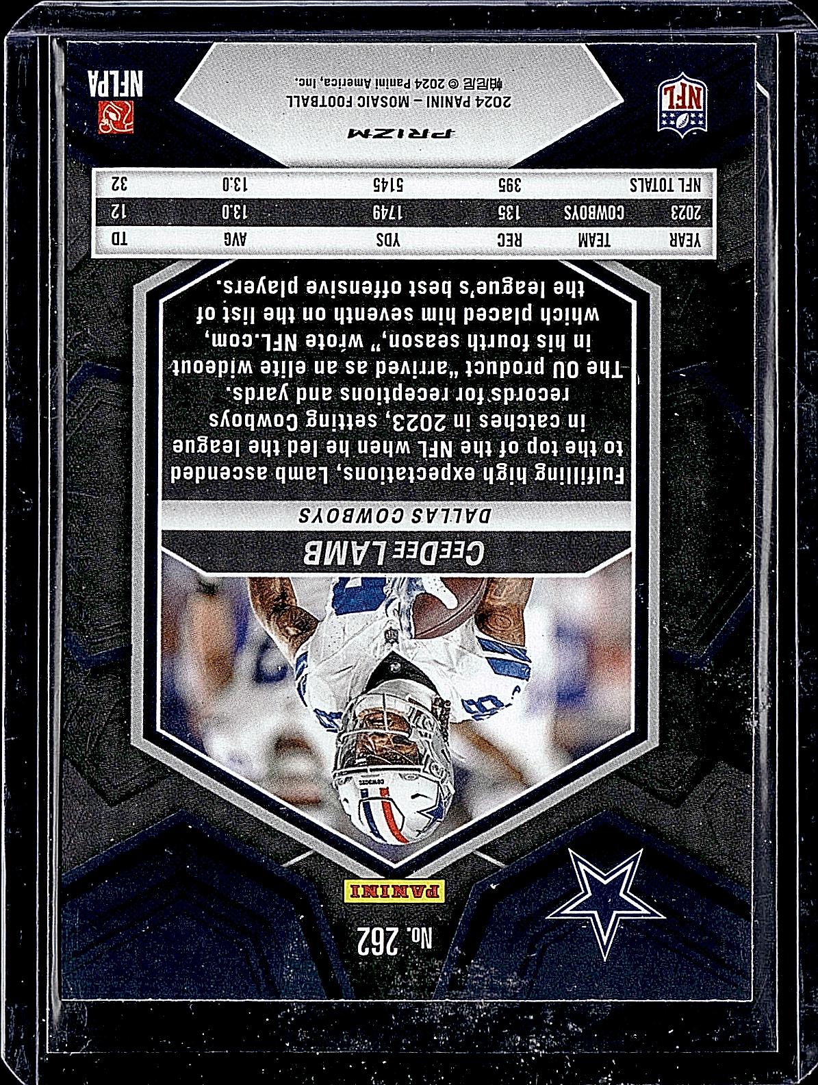 2024 Panini Mosaic #262 CeeDee Lamb Mosaic Reactive Blue