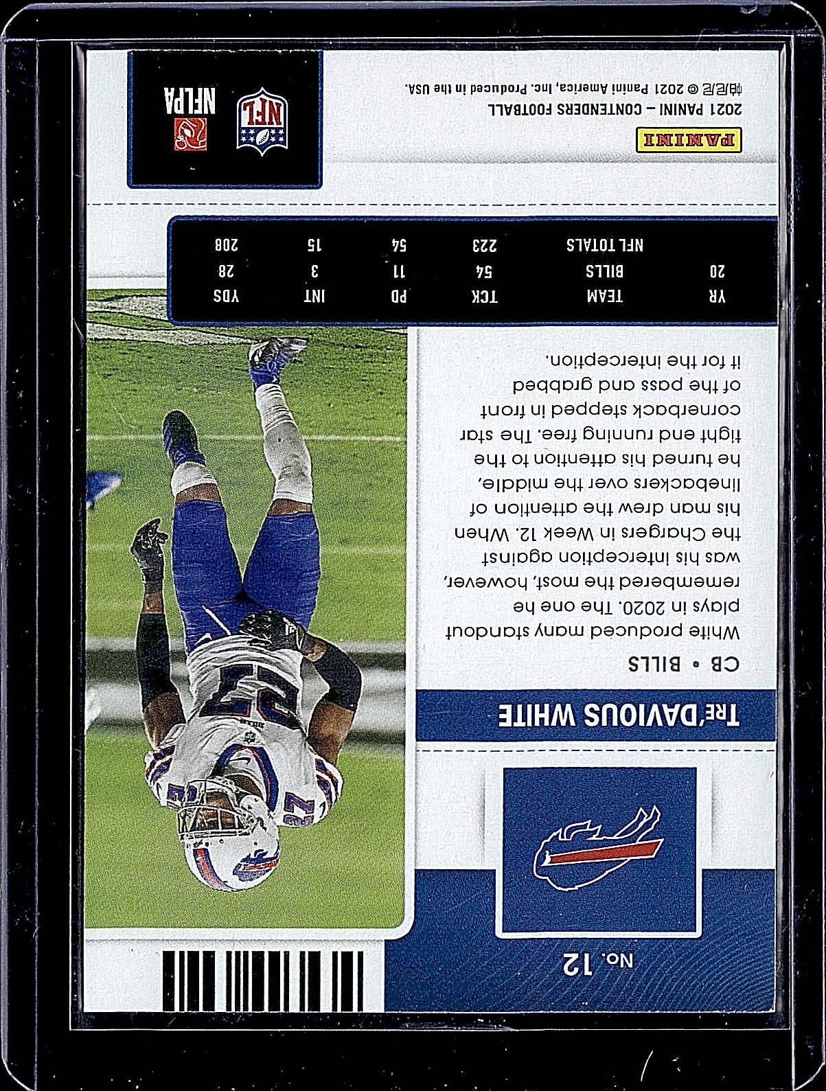 2021 Panini Contenders #12 Tre'Davious White Championship Ticket #/99