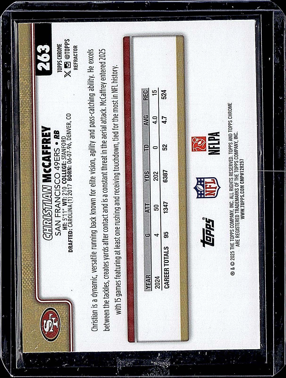 2025 Topps Chrome #263 Christian McCaffrey