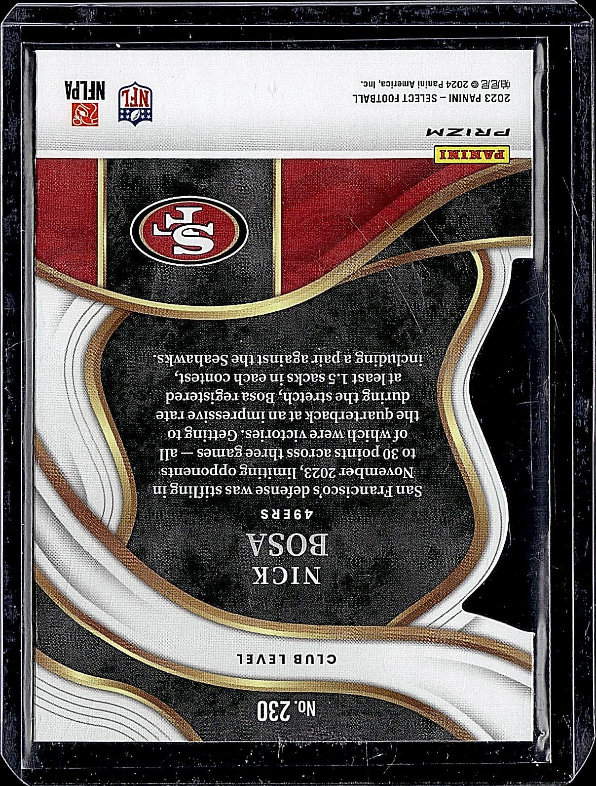 2023 Panini Select #230 Nick Bosa Silver Prizms Die Cuts