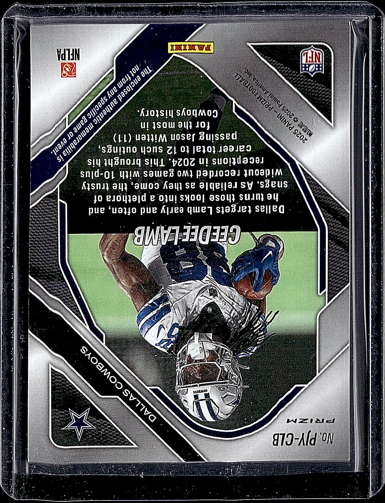 2025 Panini Prizm #PJY-CLB CeeDee Lamb Premier Jerseys Neon Green Pulsar
