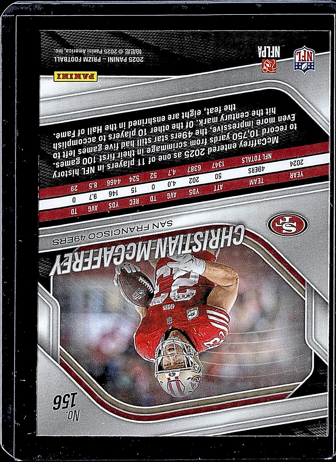 2025 Panini Prizm #156 Christian McCaffrey