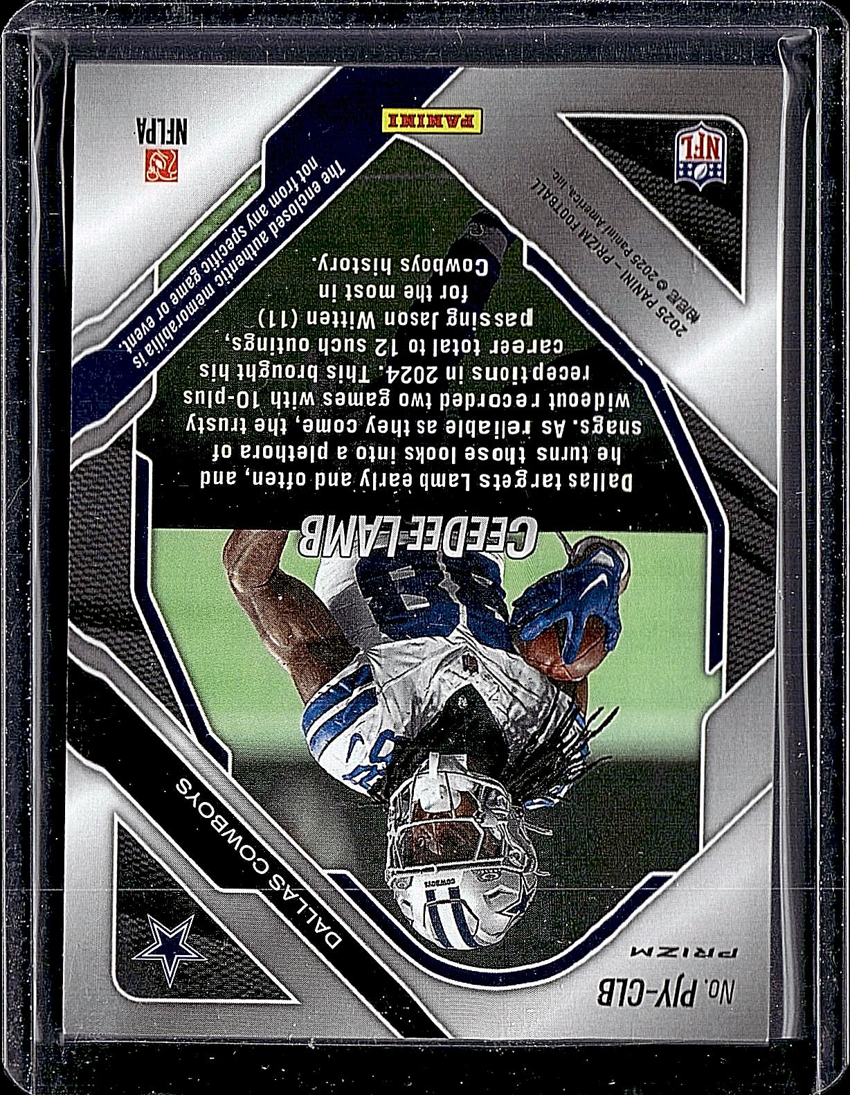 2025 Panini Prizm #PJY-CLB CeeDee Lamb Premier Jerseys Neon Green Pulsar