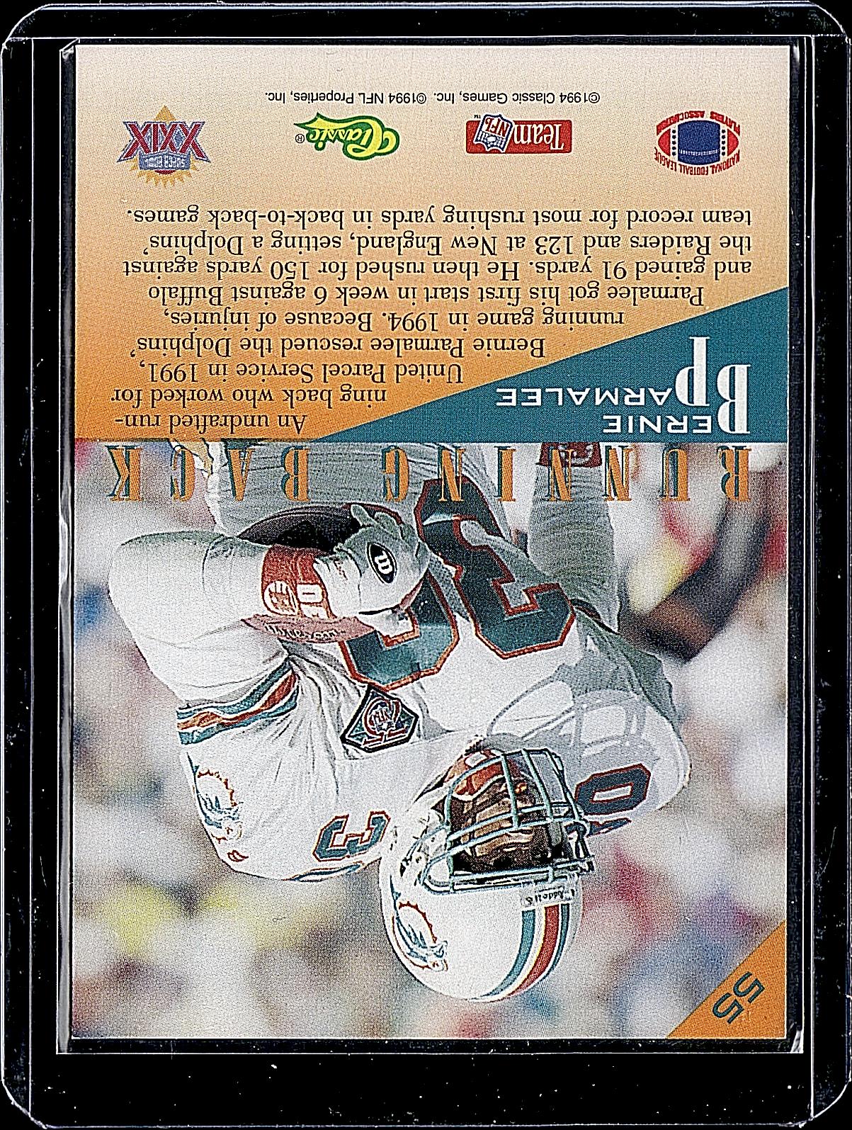 1995 Classic NFL Experience #55 Bernie Parmalee Gold