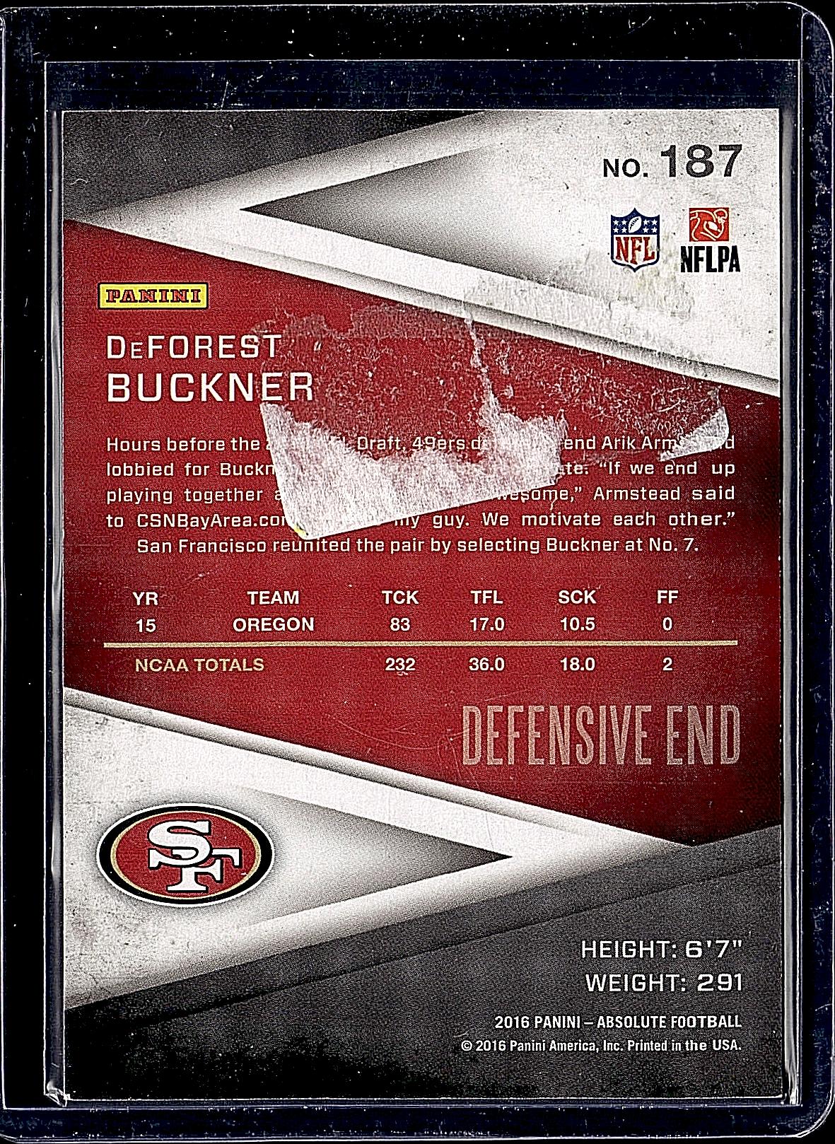 2016 Panini Absolute #187 DeForest Buckner Spectrum Red #/100