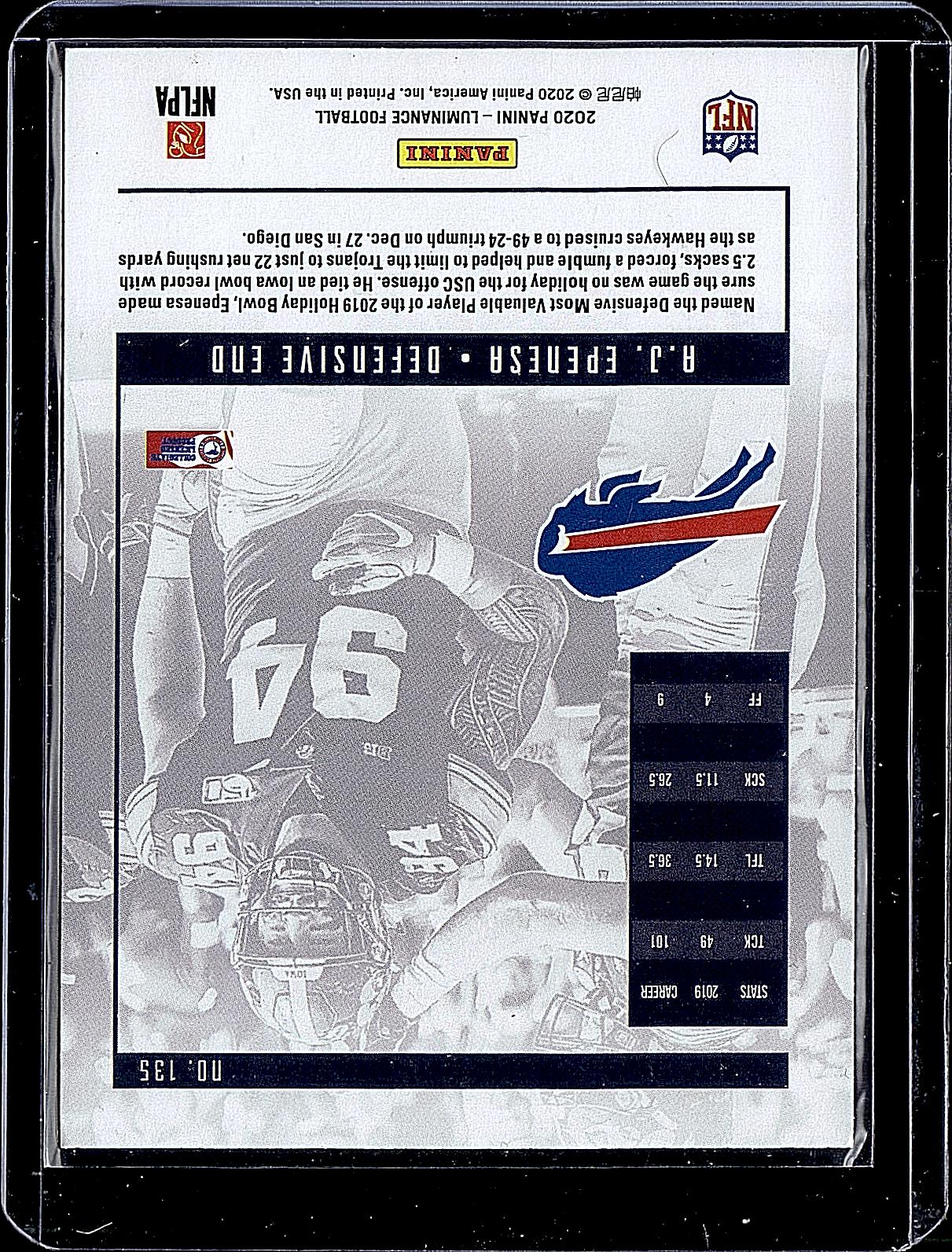 2020 Panini Luminance #135 A.J. Epenesa