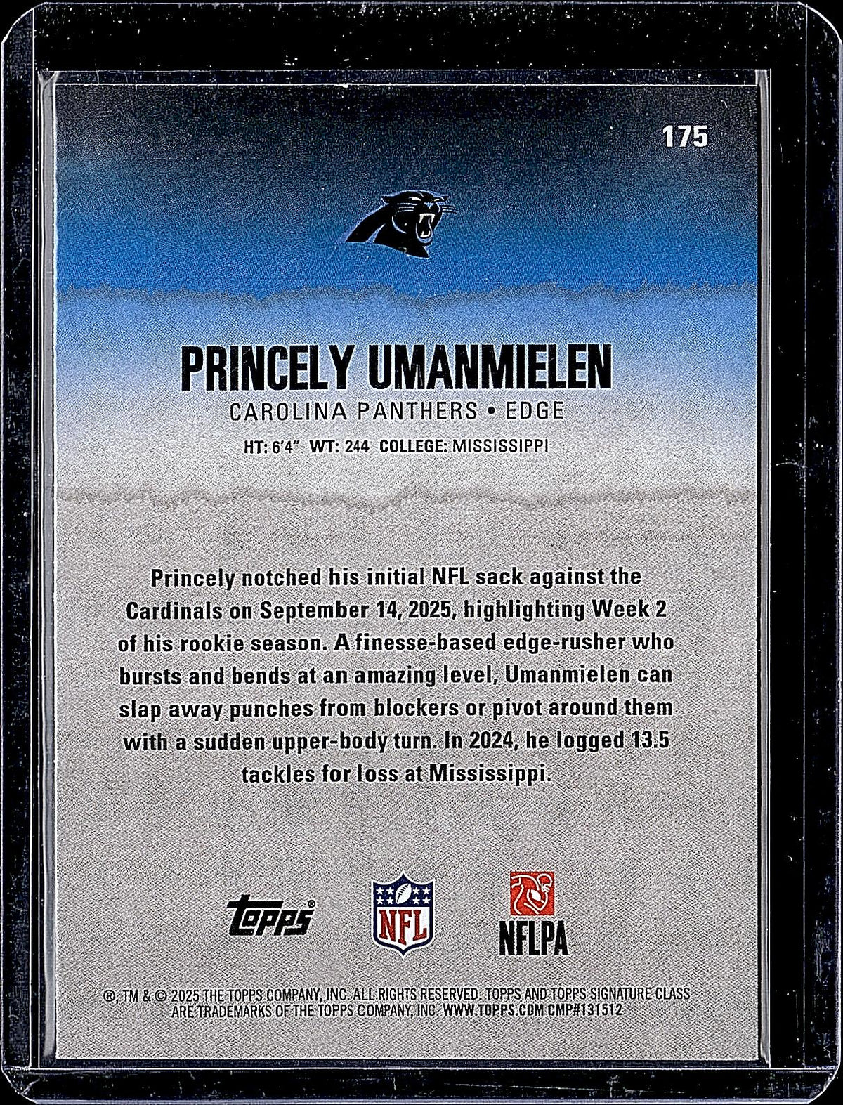 2025 Topps Signature Class #175 Princely Umanmielen Blue & Yellow