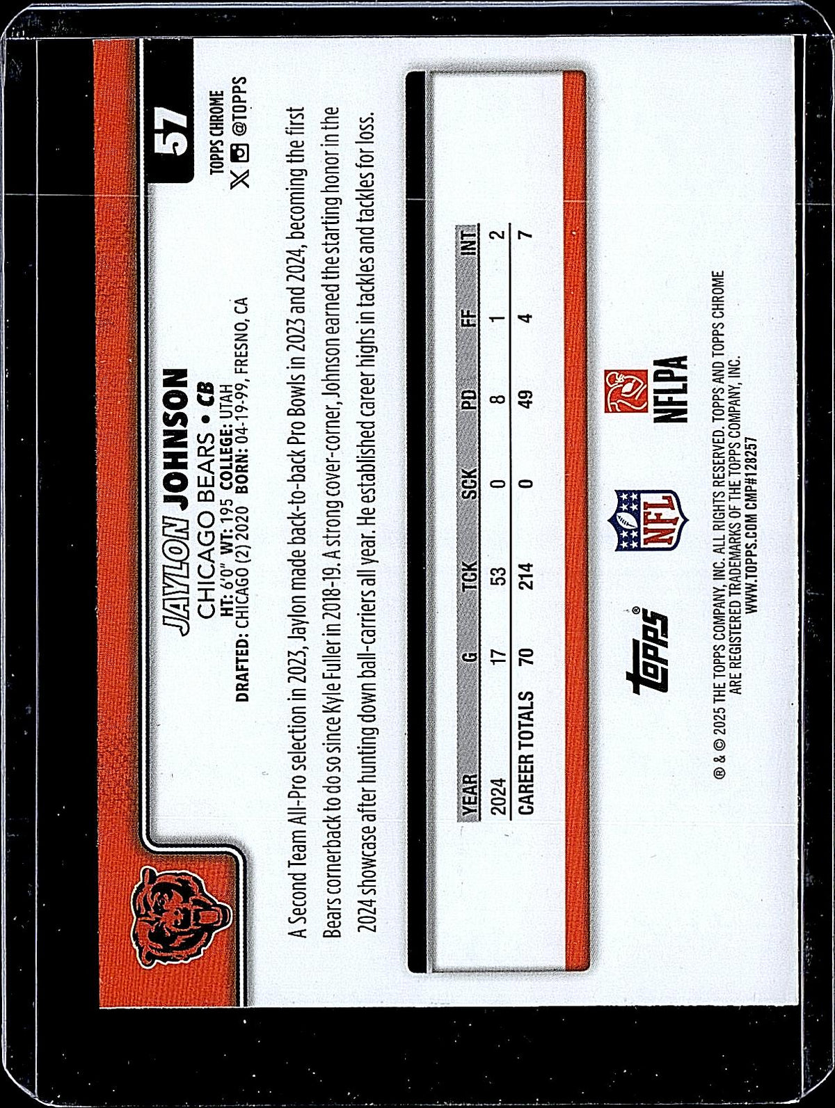 2025 Topps Chrome #57 Jaylon Johnson Football Leather Refractor