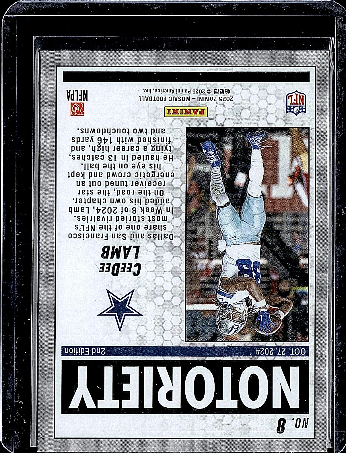 2025 Panini Mosaic #8 CeeDee Lamb Notoriety