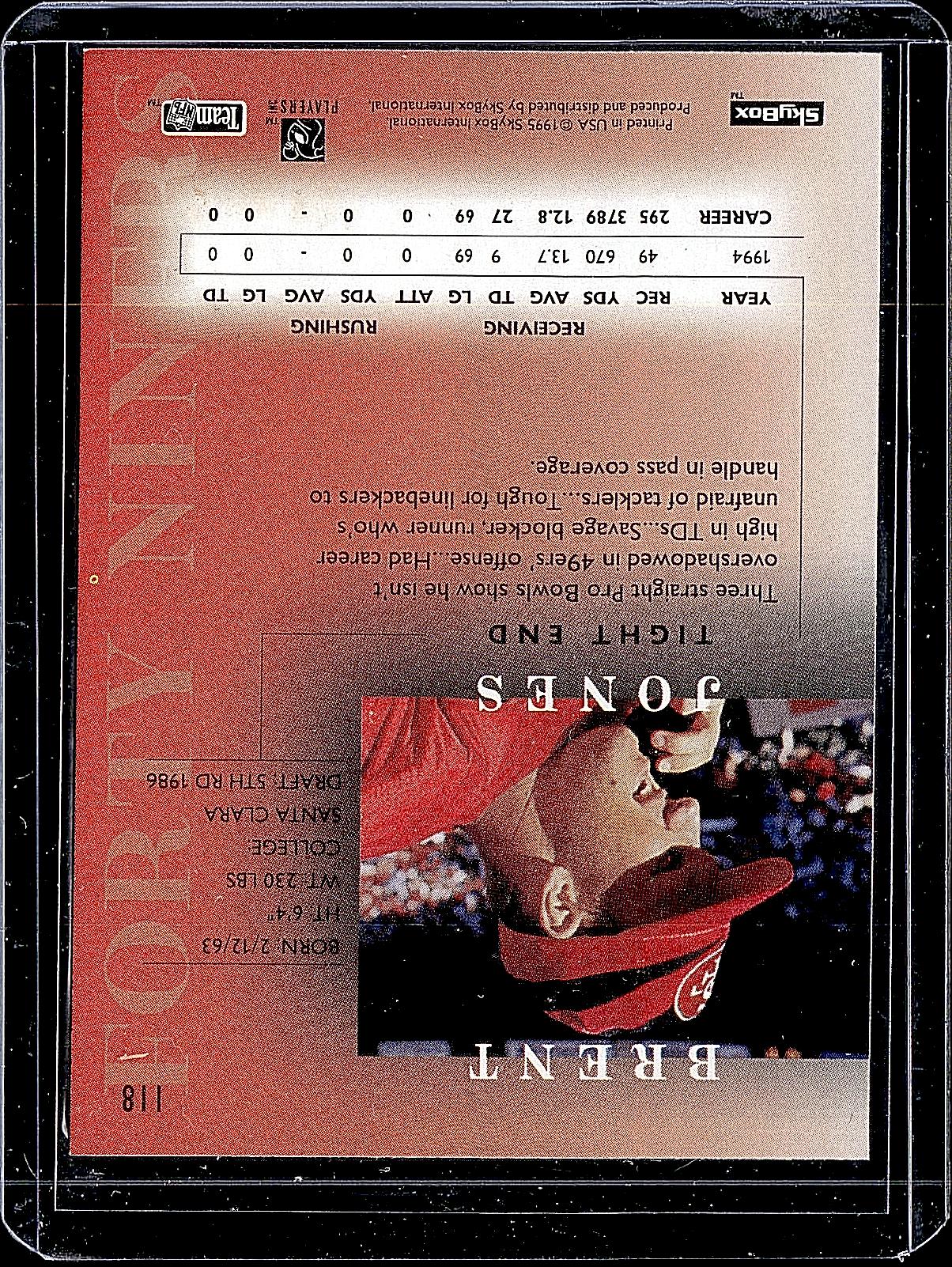 1995 SkyBox Premium #118 Brent Jones