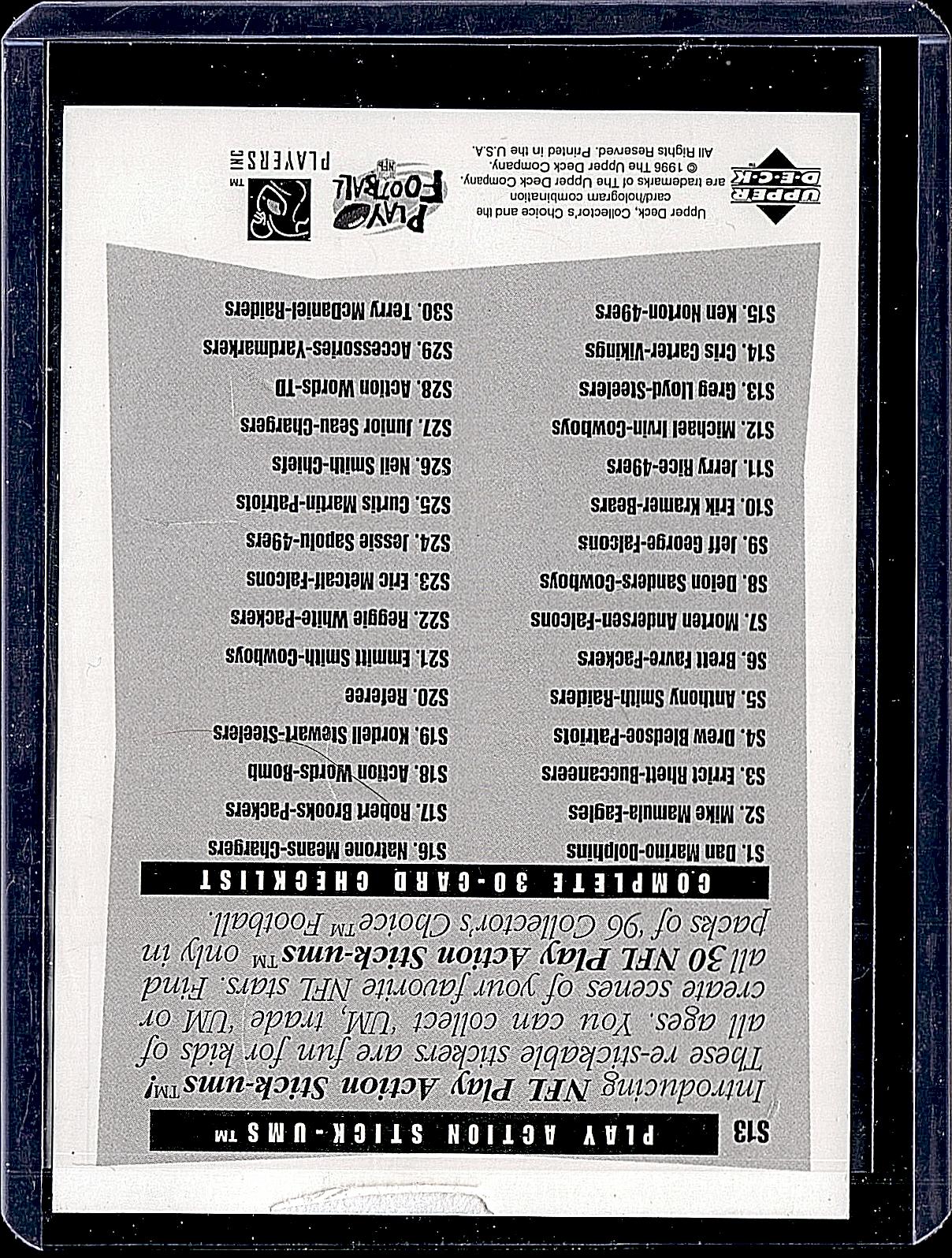 1996 Collector's Choice #S13 Greg Lloyd Play Action Stick-Ums