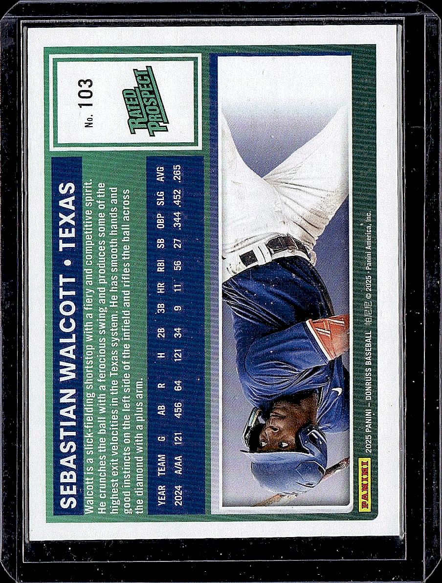 2025 Donruss #103 Sebastian Walcott Green Laser