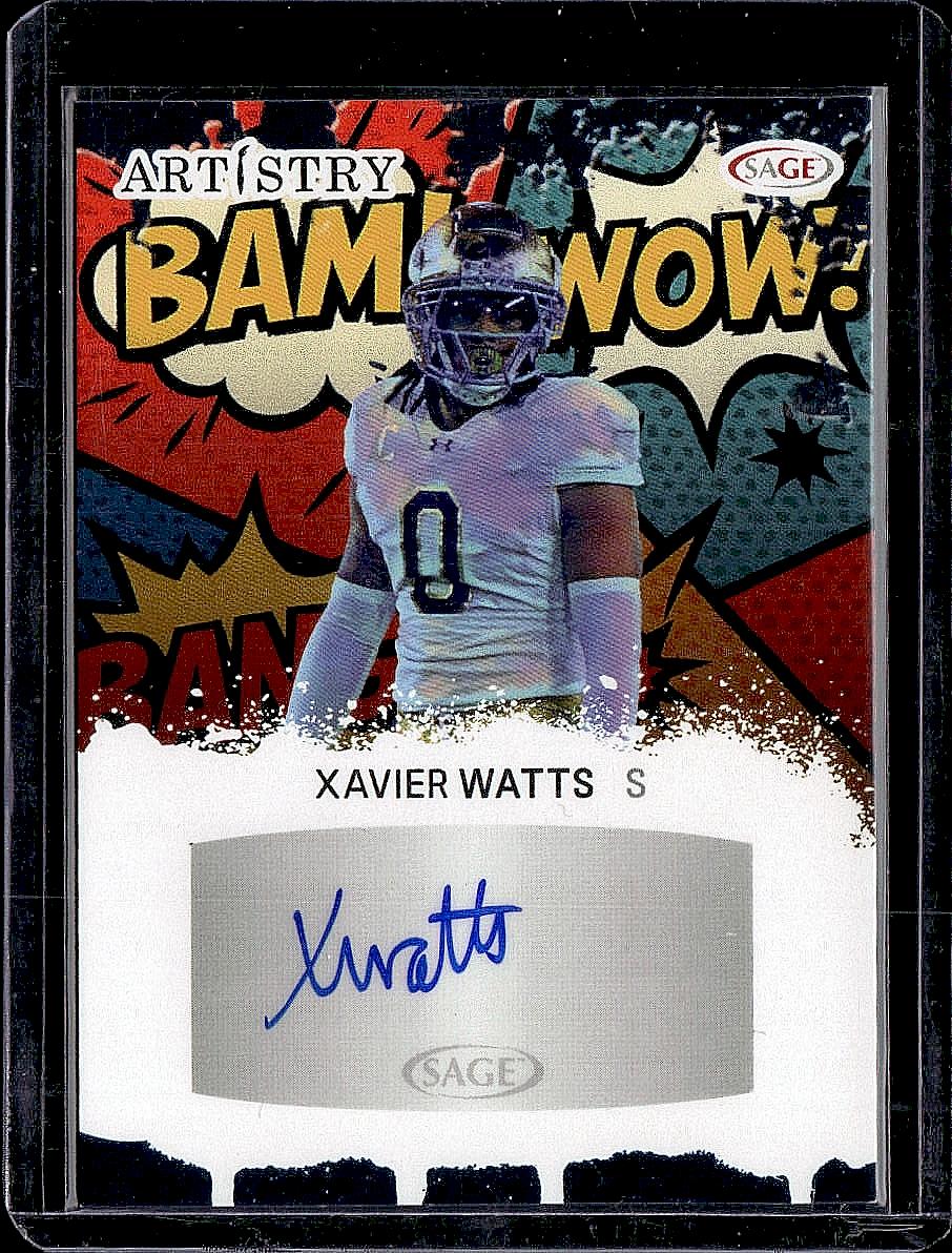 2025 SAGE Artistry #68 Xavier Watts Bam Wow Gold Canvas