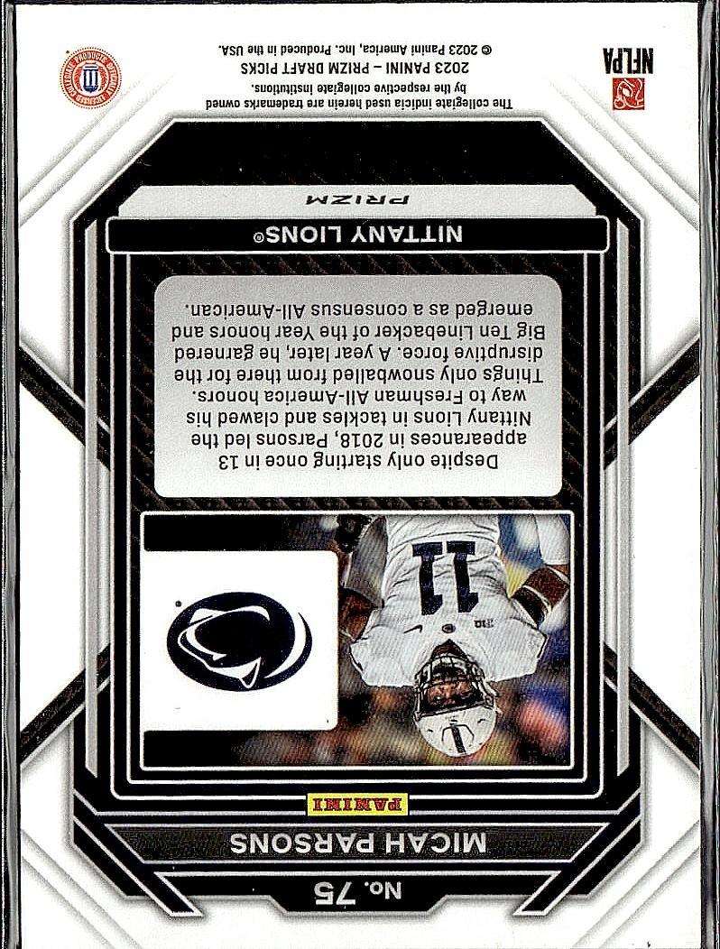 2023 Panini Prizm Draft Picks #75 Micah Parsons Prizms Silver