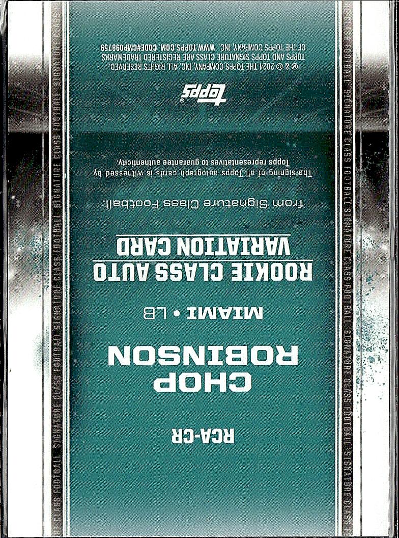 2024 Topps Signature Chop Robinson Rookie Auto #/150