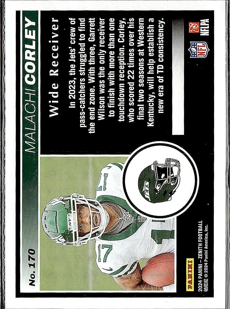 2024 Panini Zenith #170 Malachi Corley Retail Green