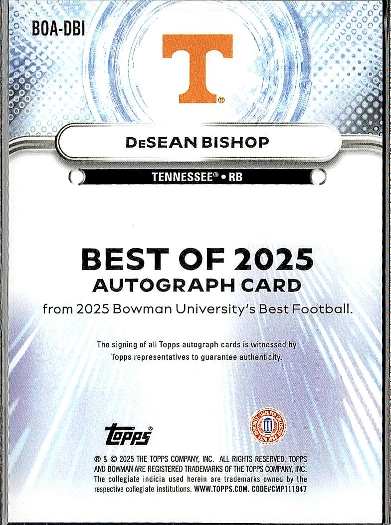 2025 Bowman U Best Desean Bishop Auto /150