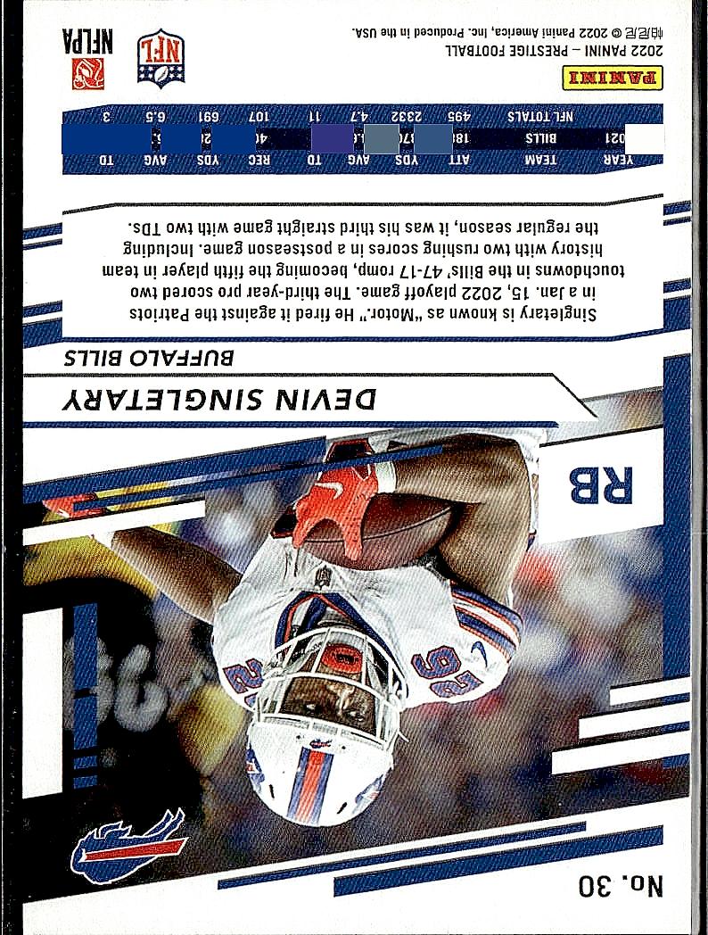 2022 Panini Prestige #30 Devin Singletary